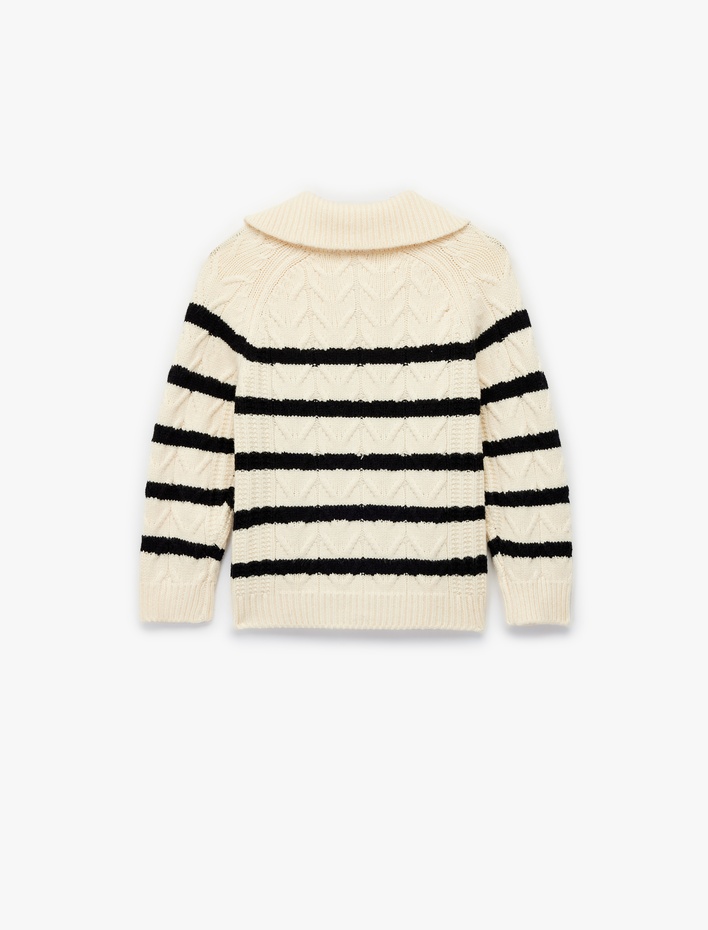 Kız Çocuk Uzun Kollu Fermuarlı Dokulu Triko Hırka