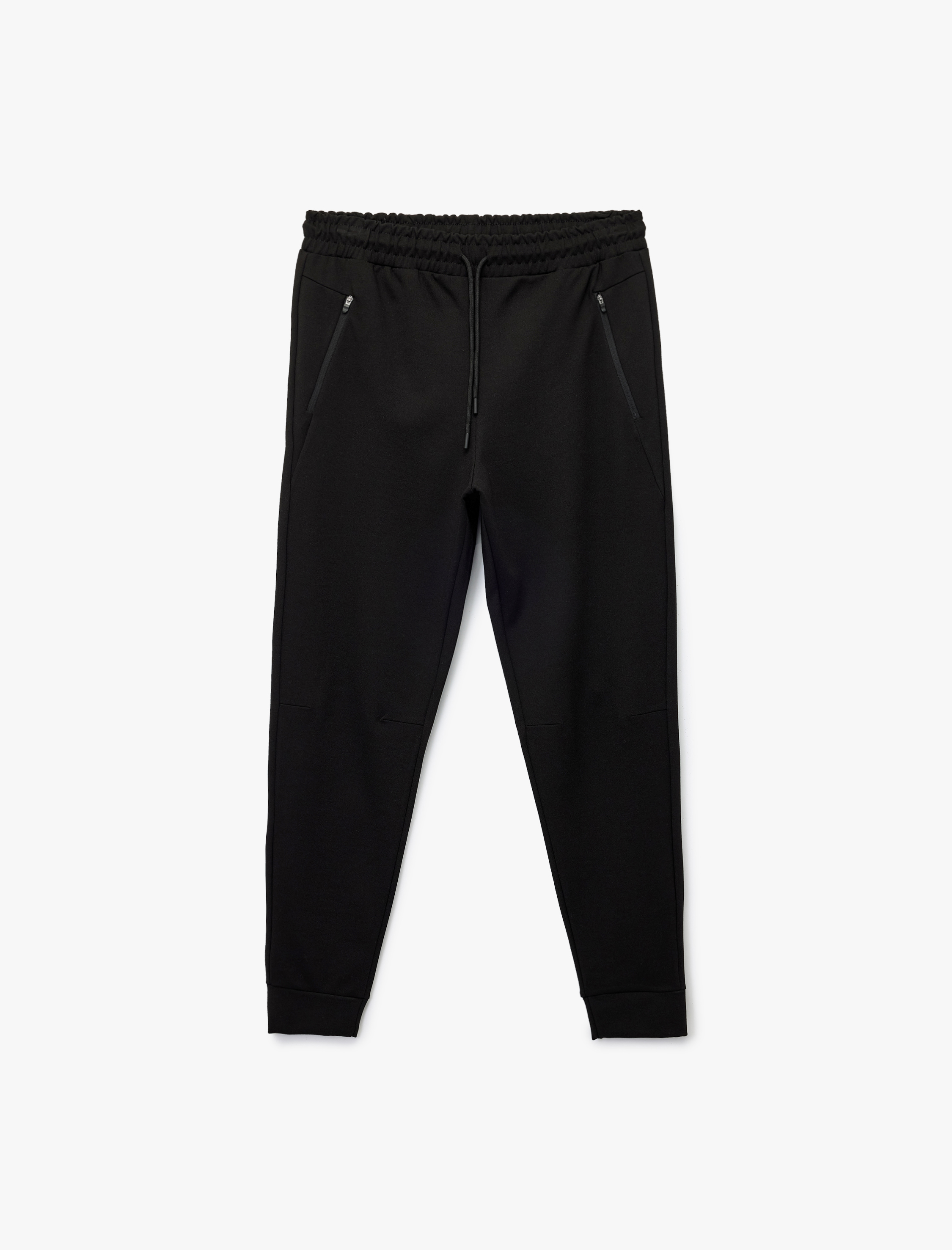 Fermuarlı Cepli Beli Bağcıklı Viskon Karışımlı Spor Jogger Eşofman Altı