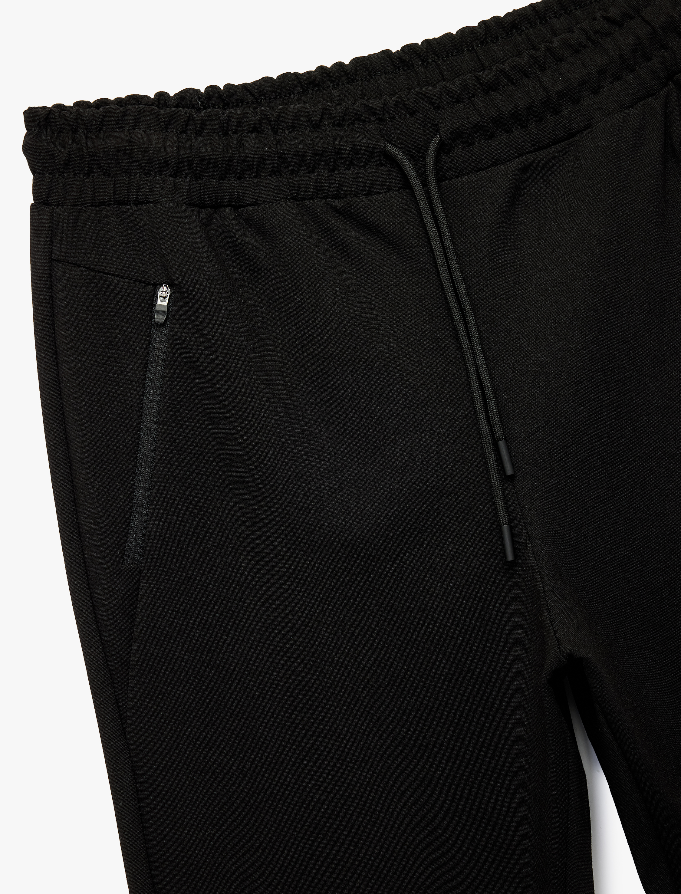 Fermuarlı Cepli Beli Bağcıklı Viskon Karışımlı Spor Jogger Eşofman Altı