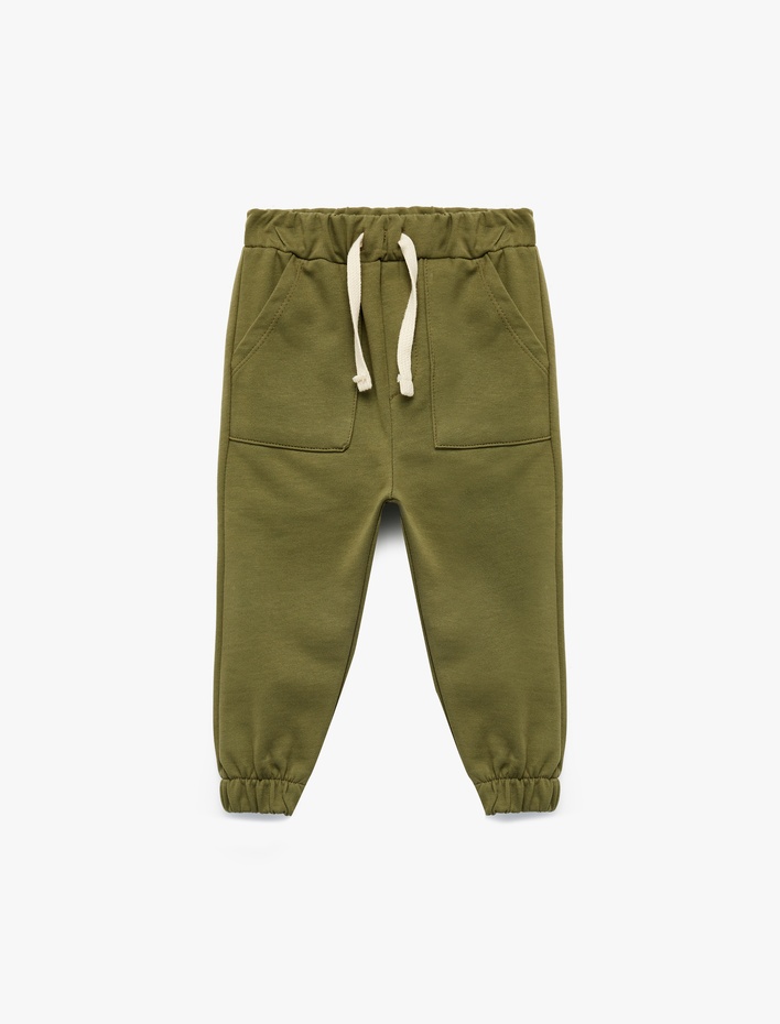 Erkek Bebek Pamuklu Beli Bağcıklı Cep Detaylı Basic Eşofman Altı