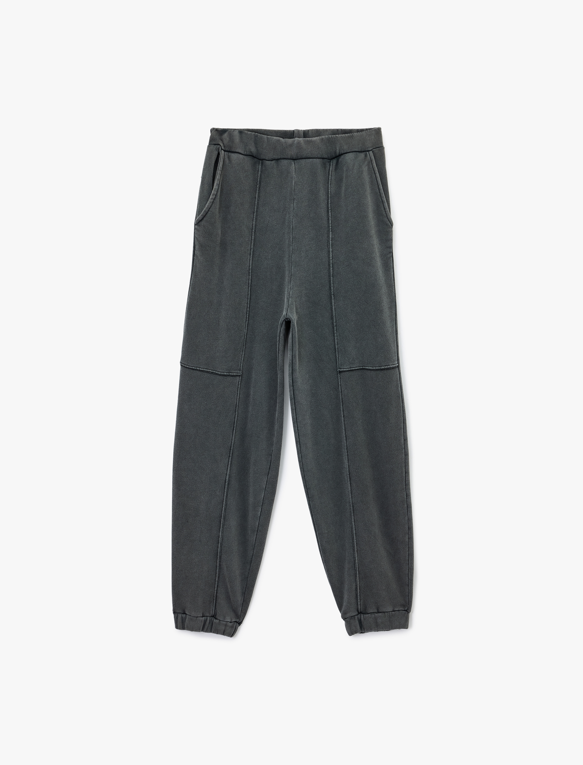   Pamuklu Rahat Kalıp Beli Lastikli Yıkamalı Dikiş Detaylı Jogger Eşofman Altı