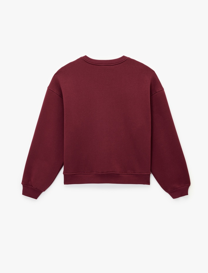  Uzun Kollu Bisiklet Yaka Köpek Nakışlı Oversize Sweatshirt