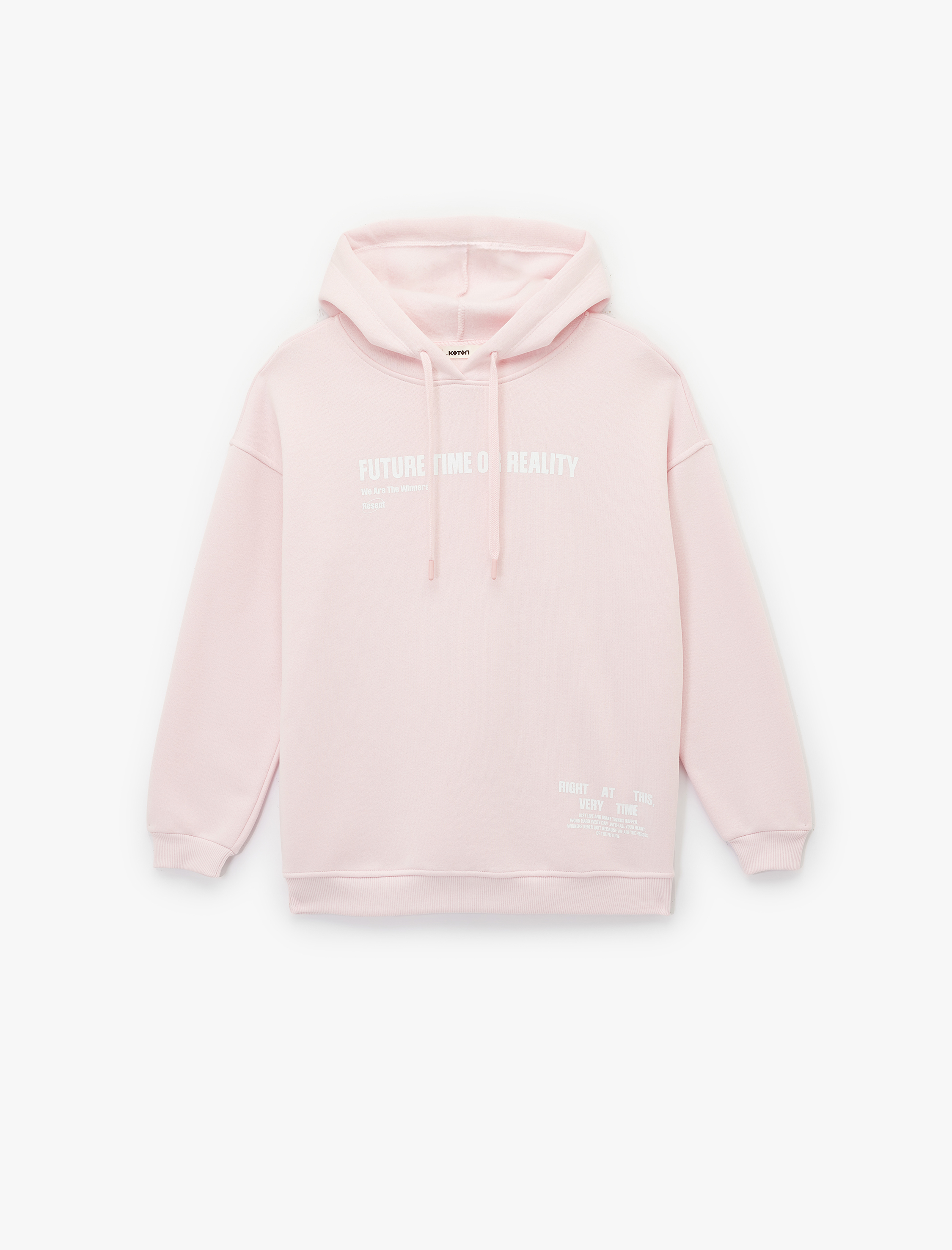   Şardonlu Uzun Kollu Kapüşonlu Arkası Baskılı Oversize Sweatshirt