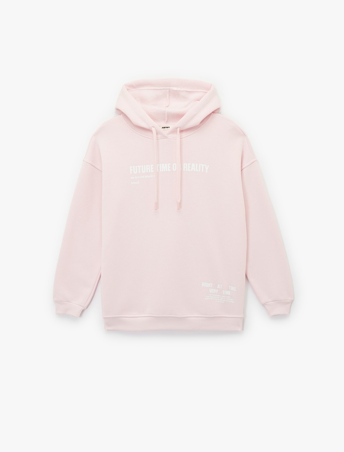  Uzun Kollu Kapüşonlu Arkası Baskılı Oversize Sweatshirt