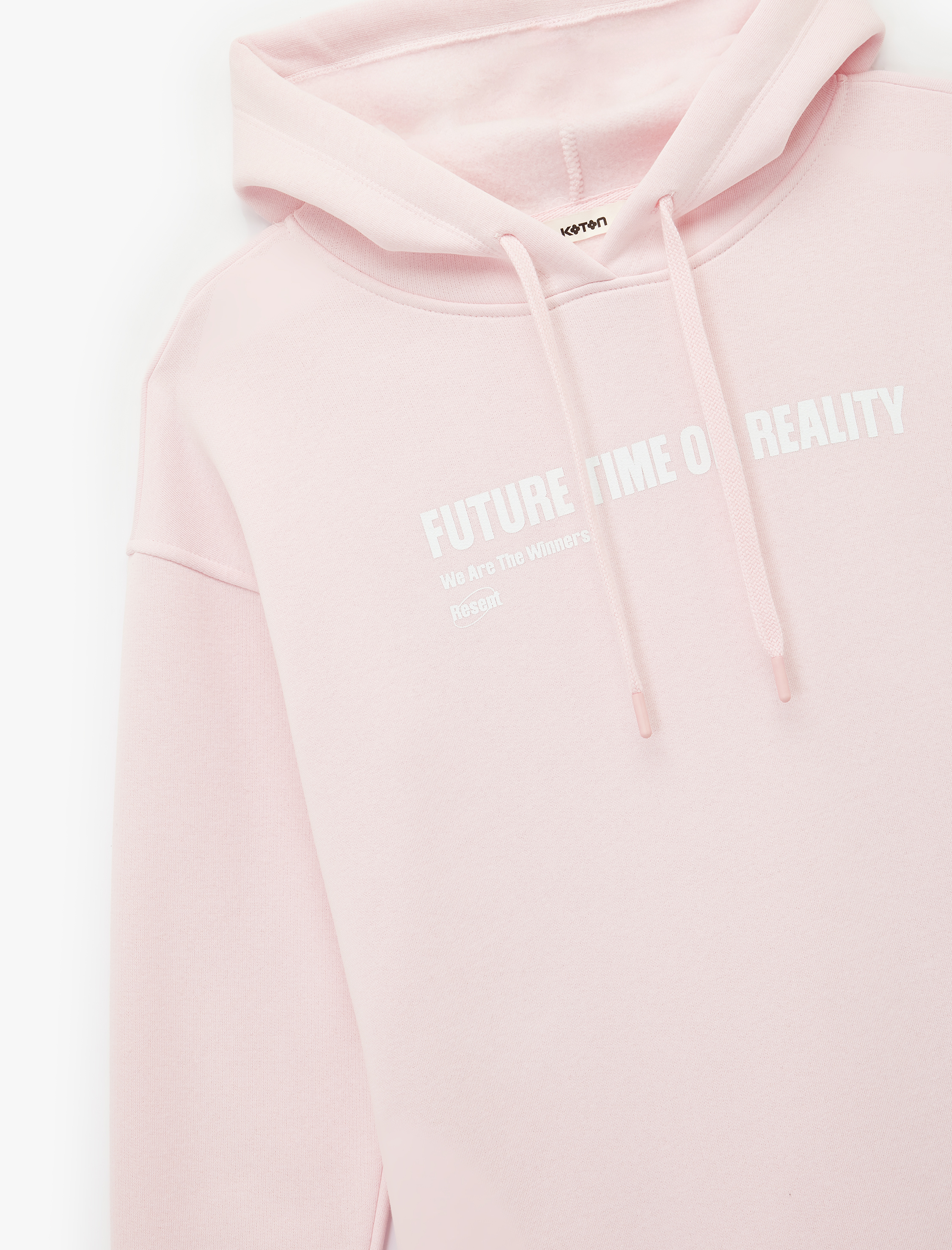   Şardonlu Uzun Kollu Kapüşonlu Arkası Baskılı Oversize Sweatshirt