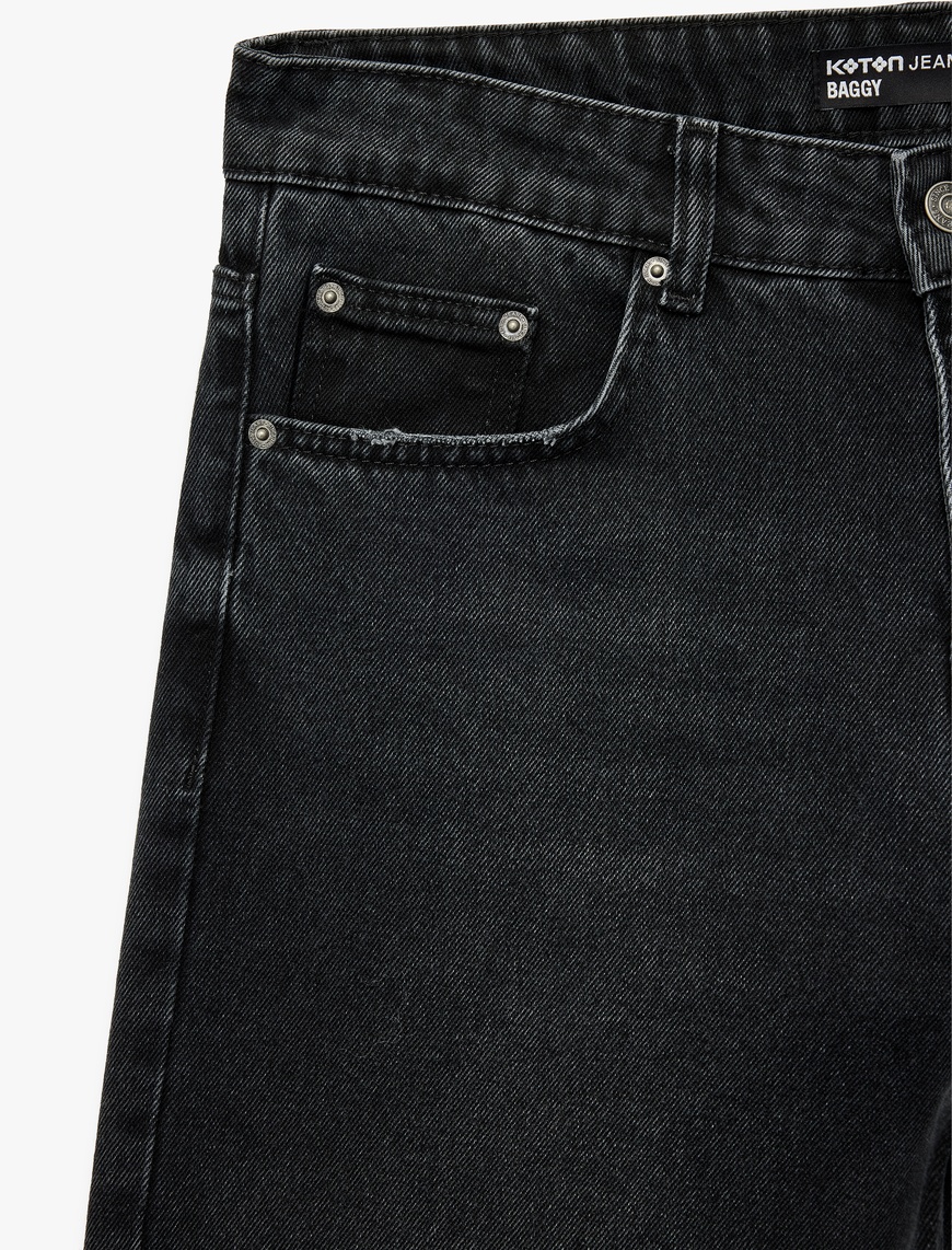   Pamuklu Cepli Bol Kalıp Baggy Jean Pantolon