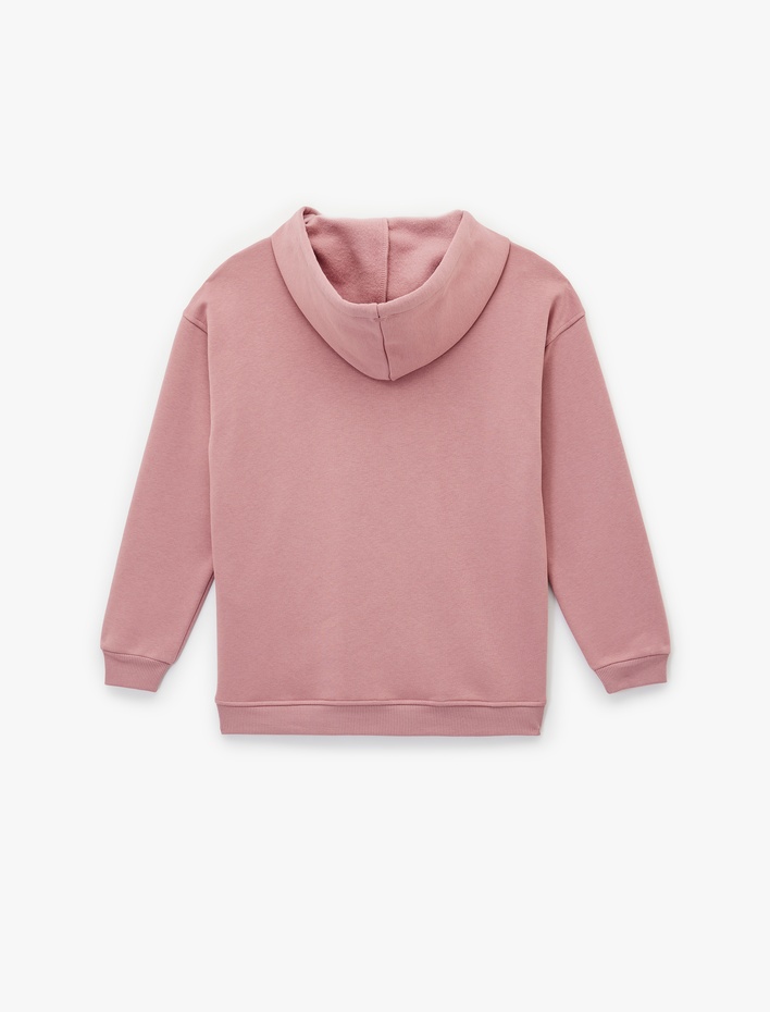  Kapüşonlu Çiçek Baskılı Oversize Sweatshirt