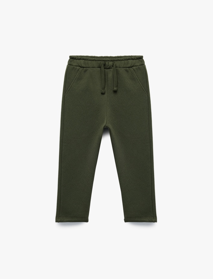 Erkek Bebek Cepli Beli Bağcıklı Pamuklu Basic Eşofman Altı