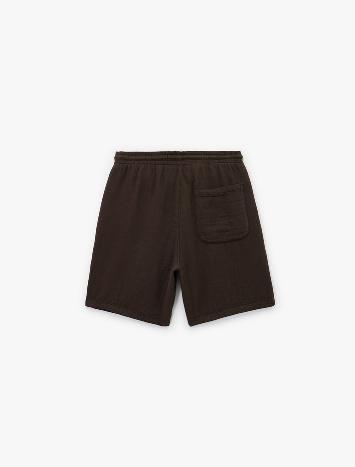  Pamuklu Regular Fit Cepli Beli Bağcıklı Şort