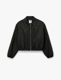 Koton X Melis Ağazat - Uzun Kollu Cepli Fermuarlı Crop Bomber Ceket
