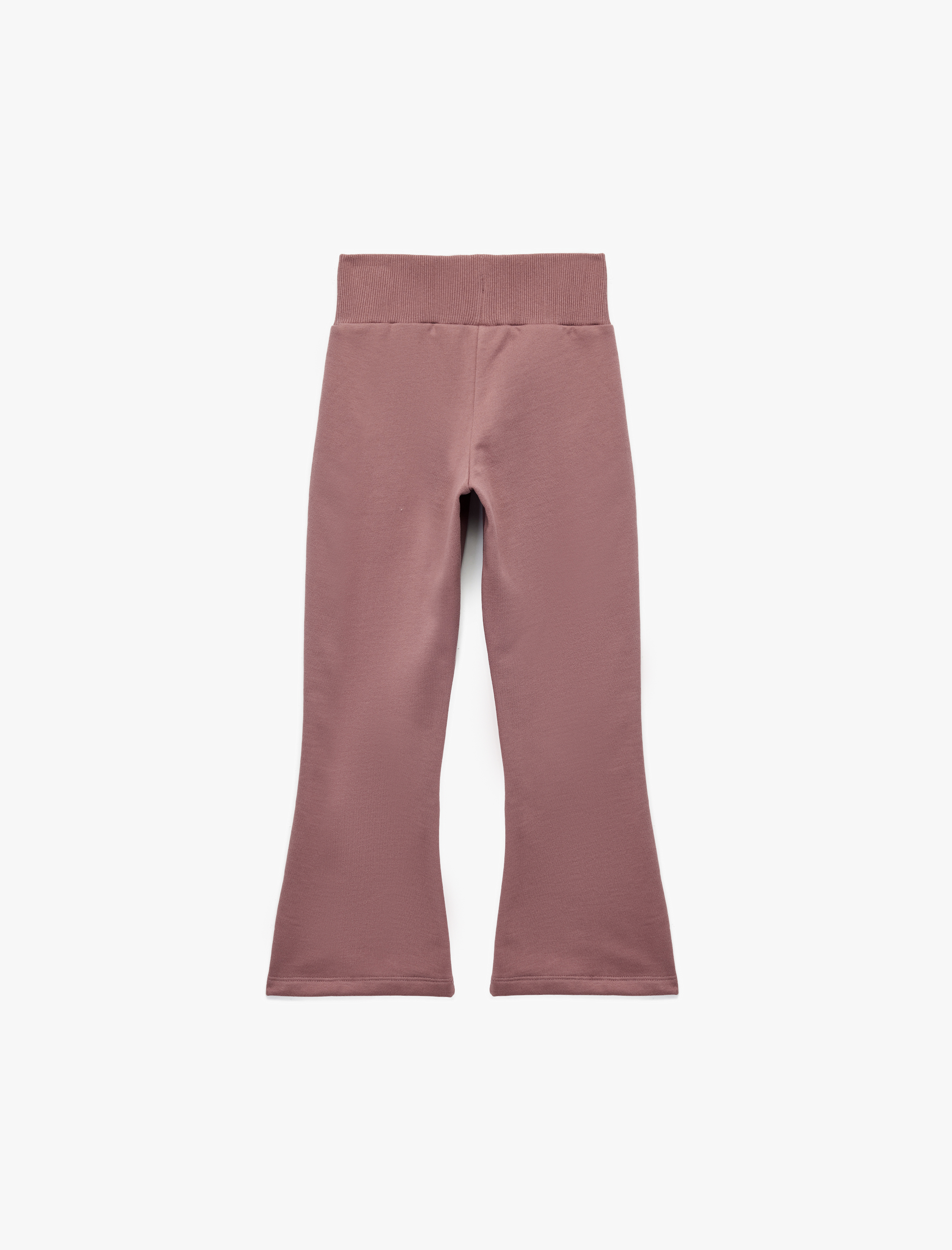  Kız Çocuk Pamuklu Beli Lastikli Slim Fit İspanyol Paça Şardonlu Eşofman Altı