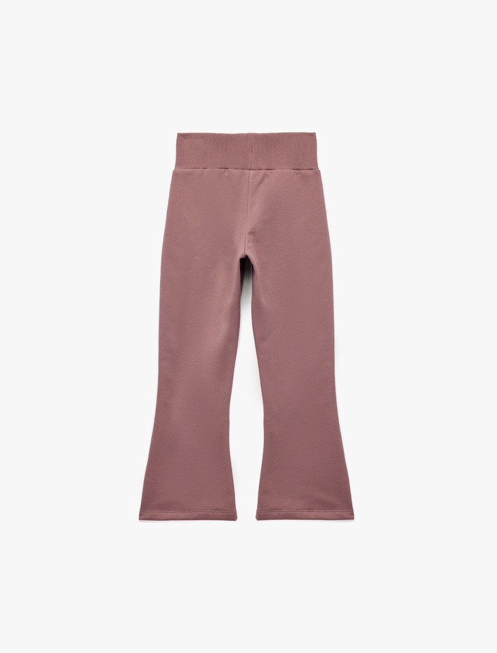 Kız Çocuk Pamuklu Beli Lastikli Slim Fit İspanyol Paça Şardonlu Eşofman Altı