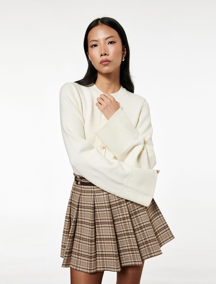  Koton X Sibil Çetinkaya - Geniş Uzun Kollu Bisiklet Yaka Düğmeli Triko Hırka