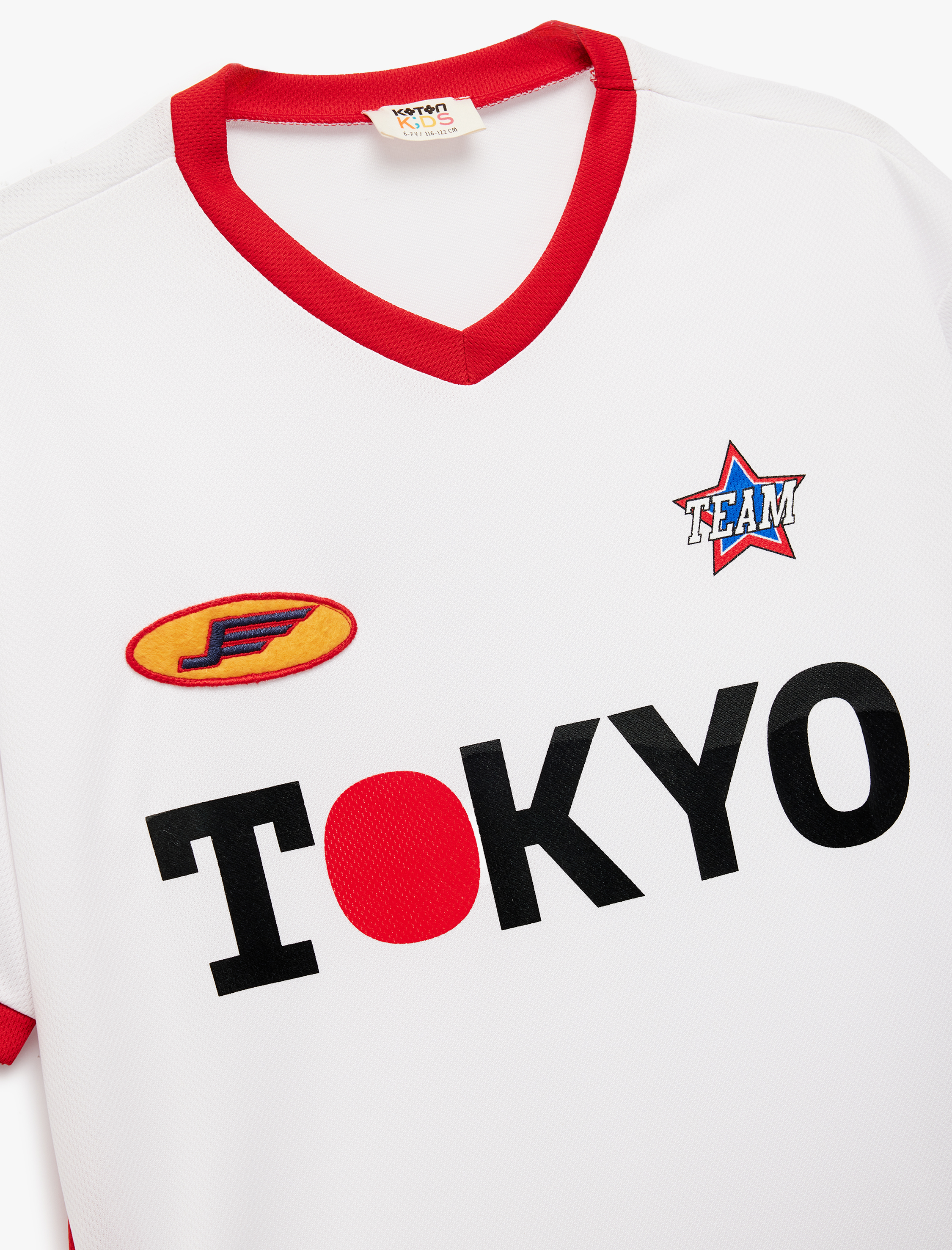  Erkek Çocuk Tokyo Baskılı Kısa Kollu V Yaka Spor Tişört