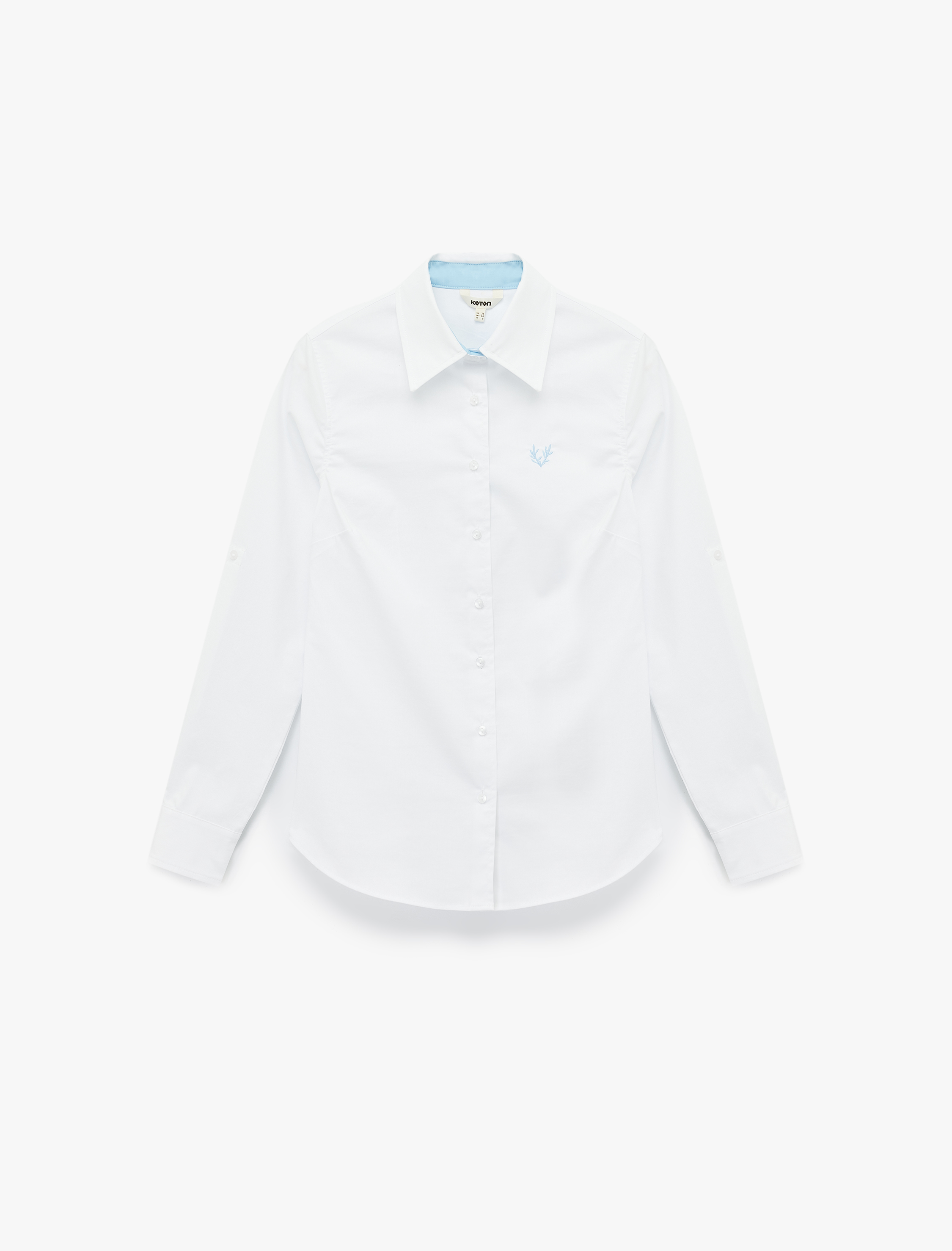   Pamuklu Slim Fit Uzun Kollu İşleme Detaylı Poplin Gömlek