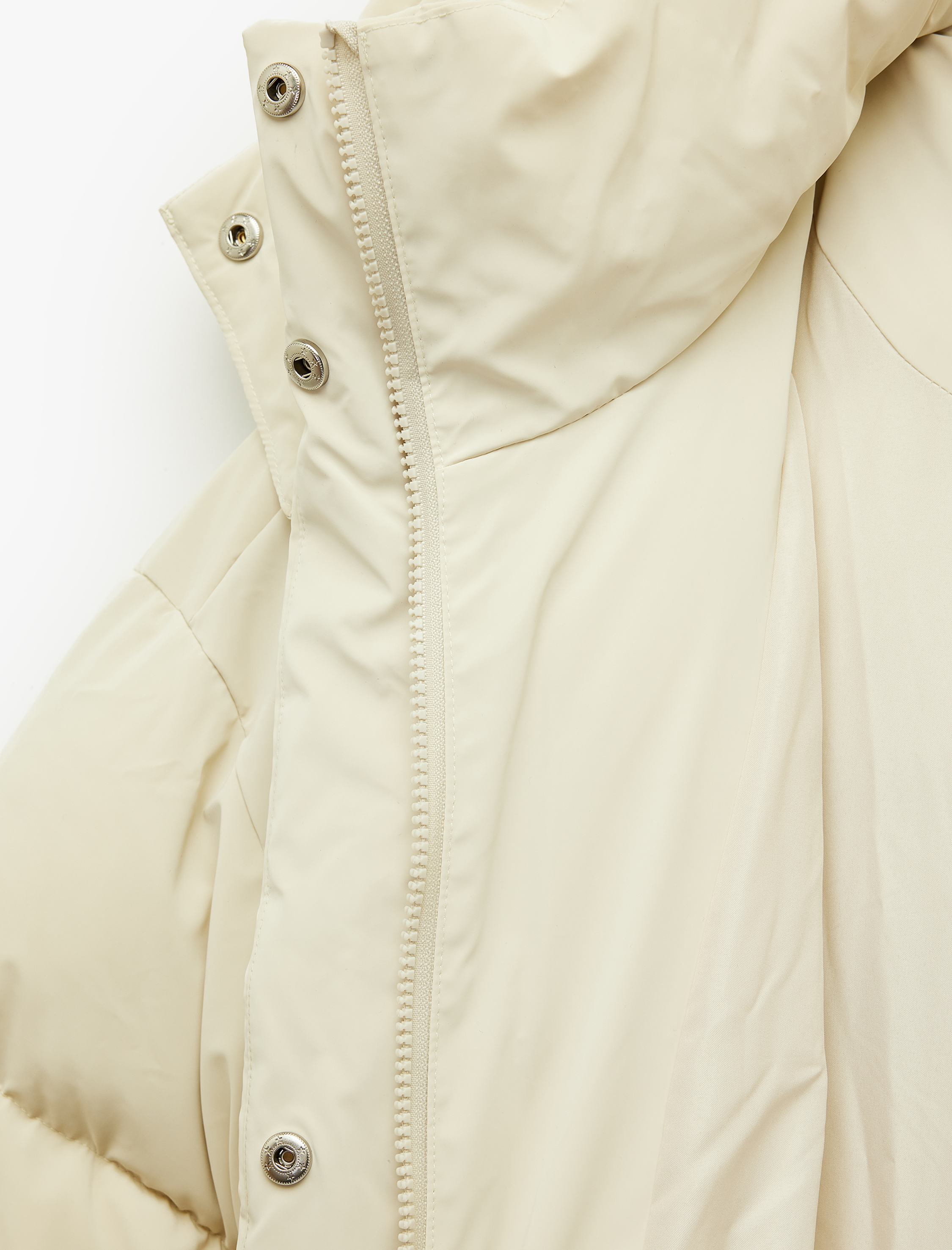   Çıkarılabilir Kapüşonlu Uzun Kollu Fermuarlı Su İtici Oversize Anorak Uzun Şişme Mont