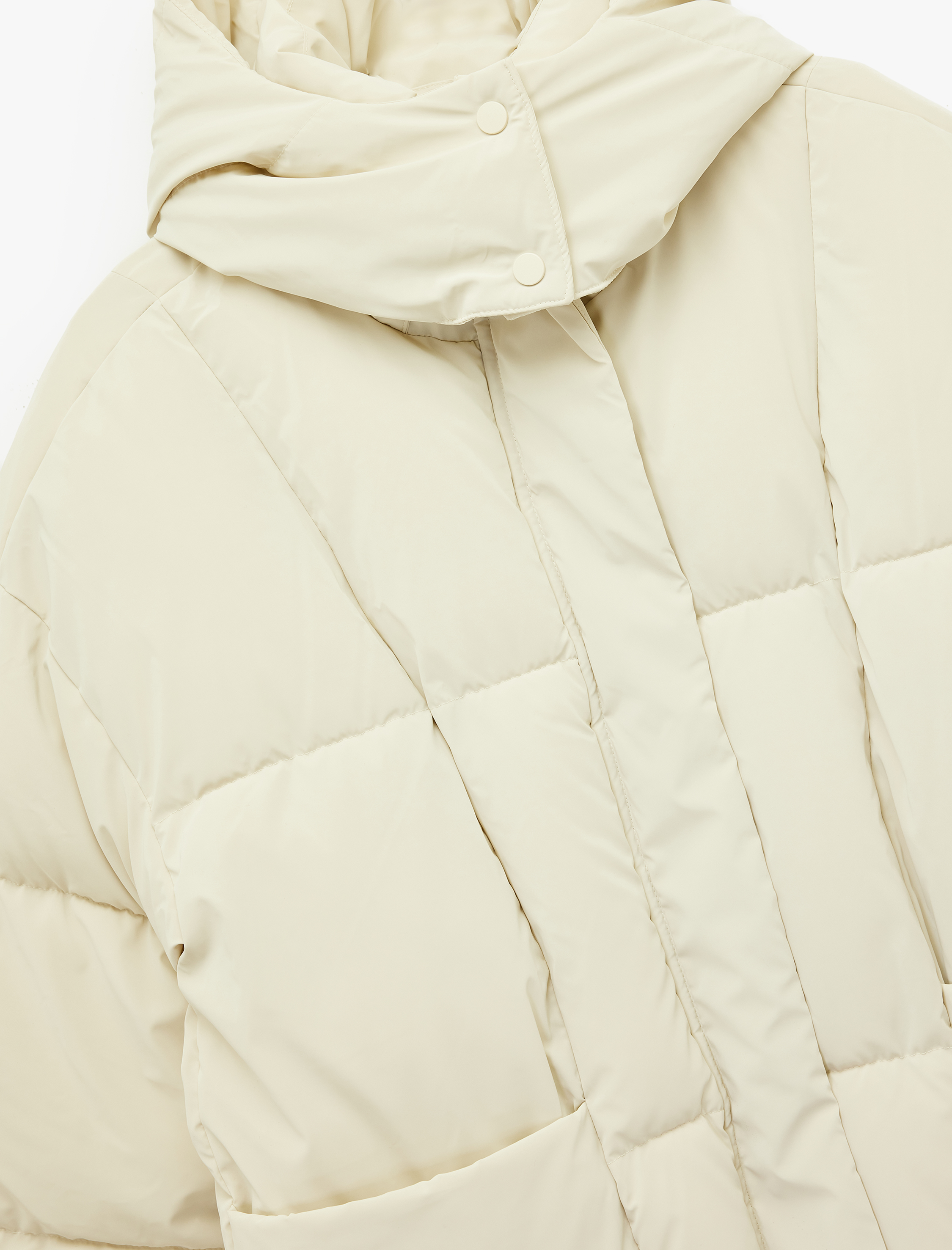   Çıkarılabilir Kapüşonlu Uzun Kollu Fermuarlı Su İtici Oversize Anorak Uzun Şişme Mont