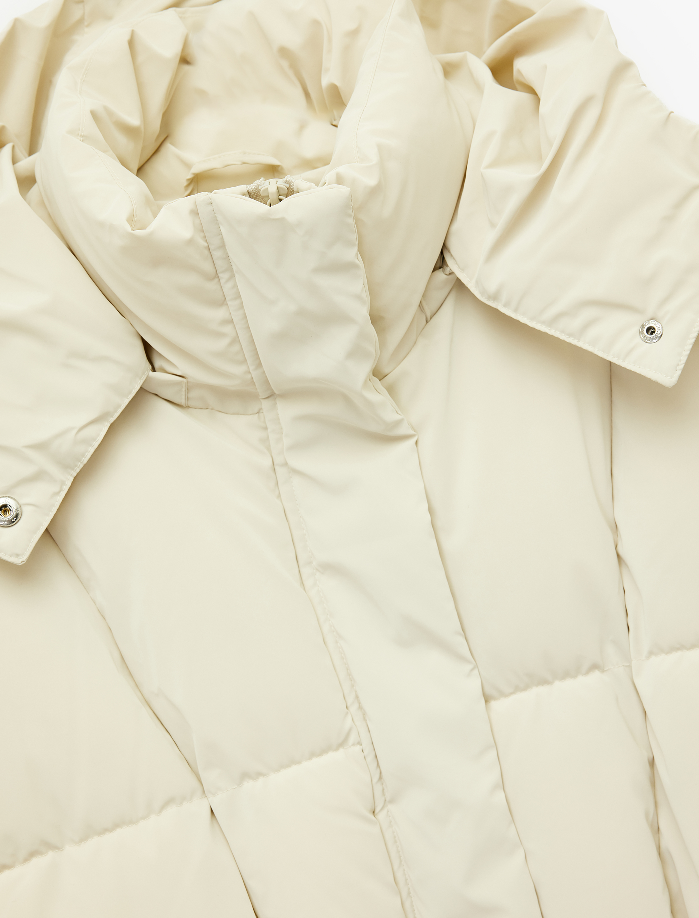   Çıkarılabilir Kapüşonlu Uzun Kollu Fermuarlı Su İtici Oversize Anorak Uzun Şişme Mont