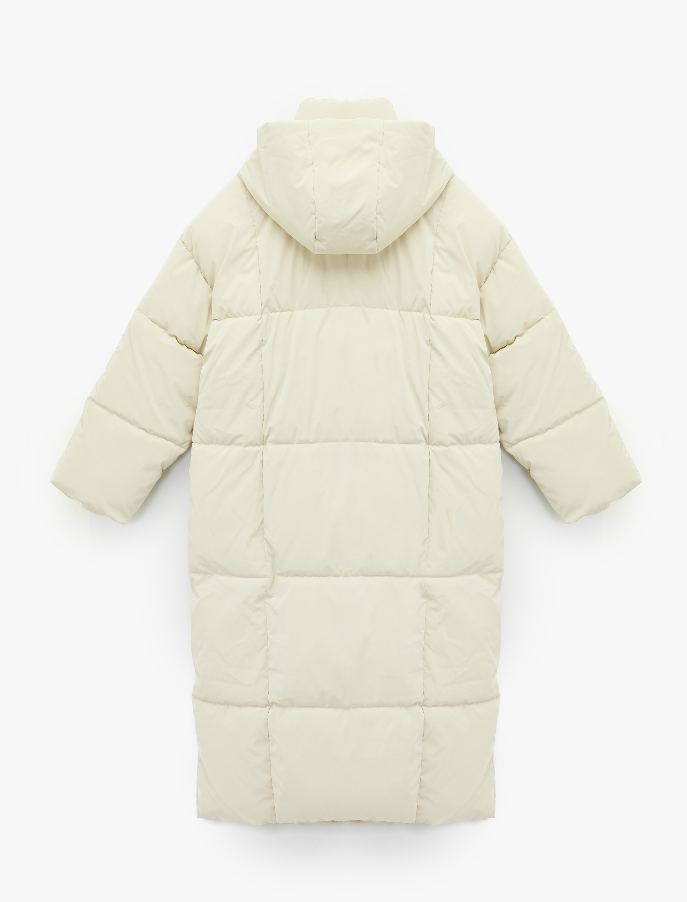   Çıkarılabilir Kapüşonlu Uzun Kollu Fermuarlı Su İtici Oversize Anorak Uzun Şişme Mont