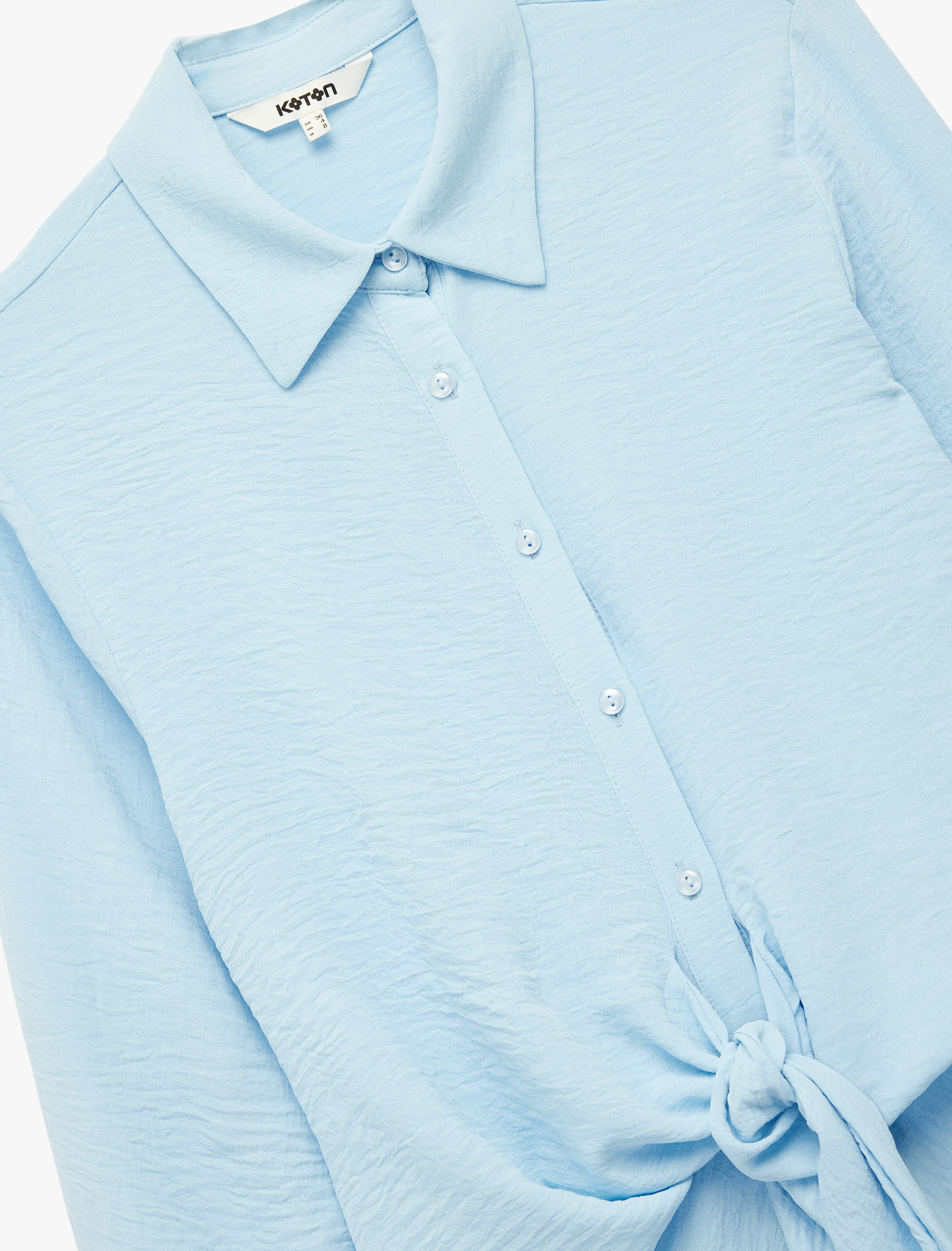   Aerobin Kumaş Önden Bağlama Detaylı Klasik Yaka Uzun Kollu Gömlek