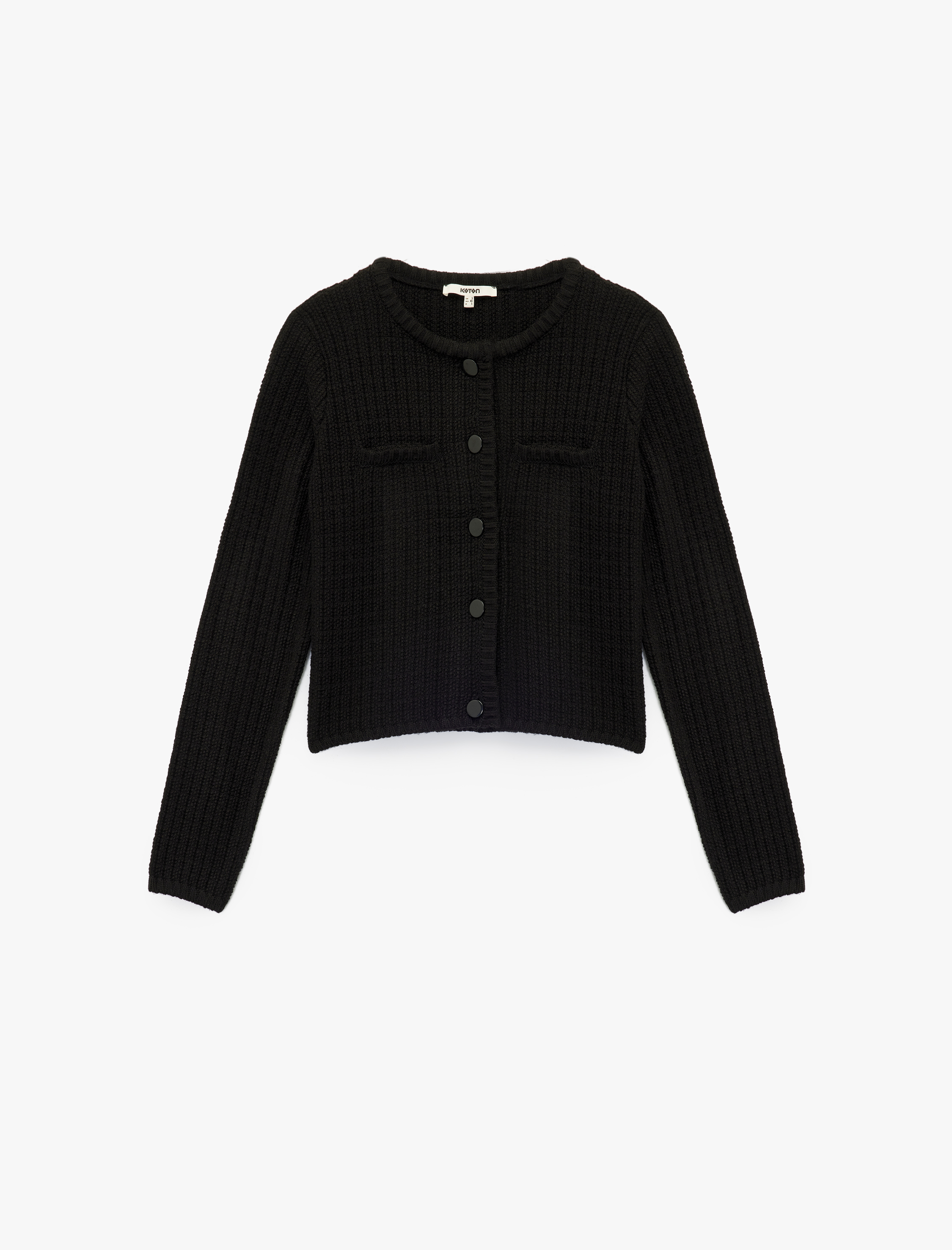   Aplike Detaylı Uzun Kollu Bisiklet Yaka Triko Hırka