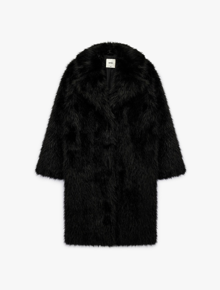  Suni Kürk Kaban Oversize Uzun Kollu Cepli