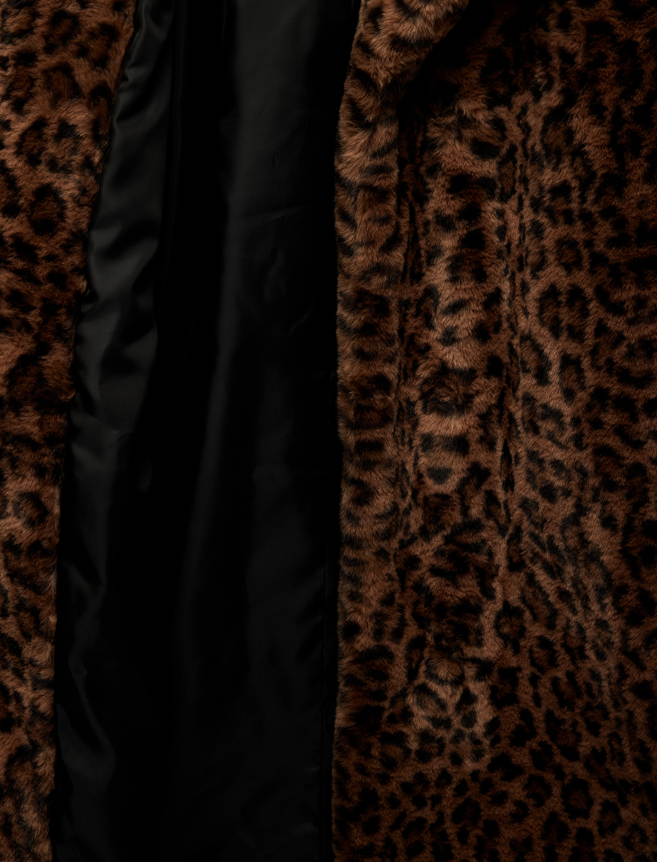   Suni Kürk Kaban Leopar Desenli Uzun Kollu Cepli