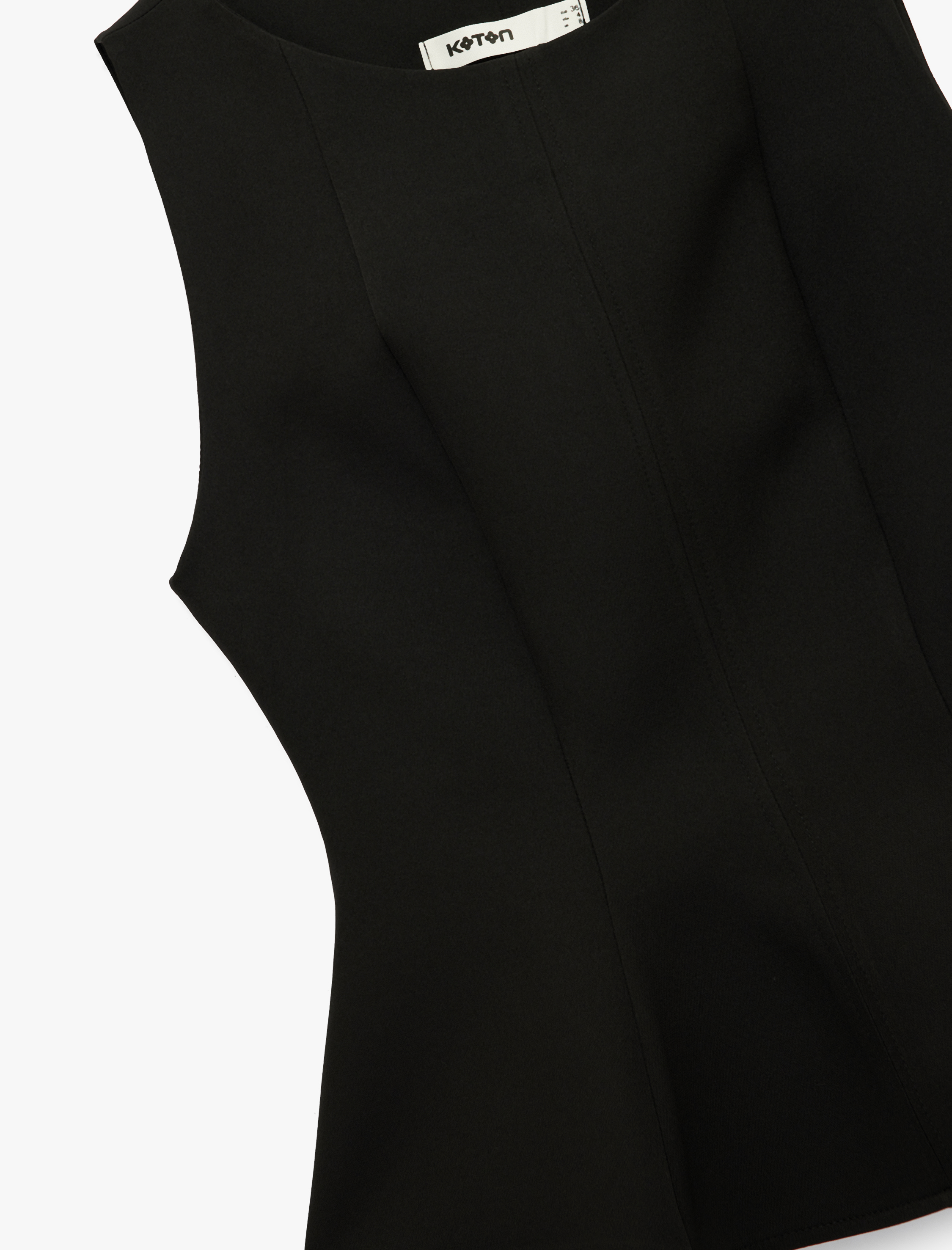   Bisiklet Yaka Kolsuz Peplum Bluz