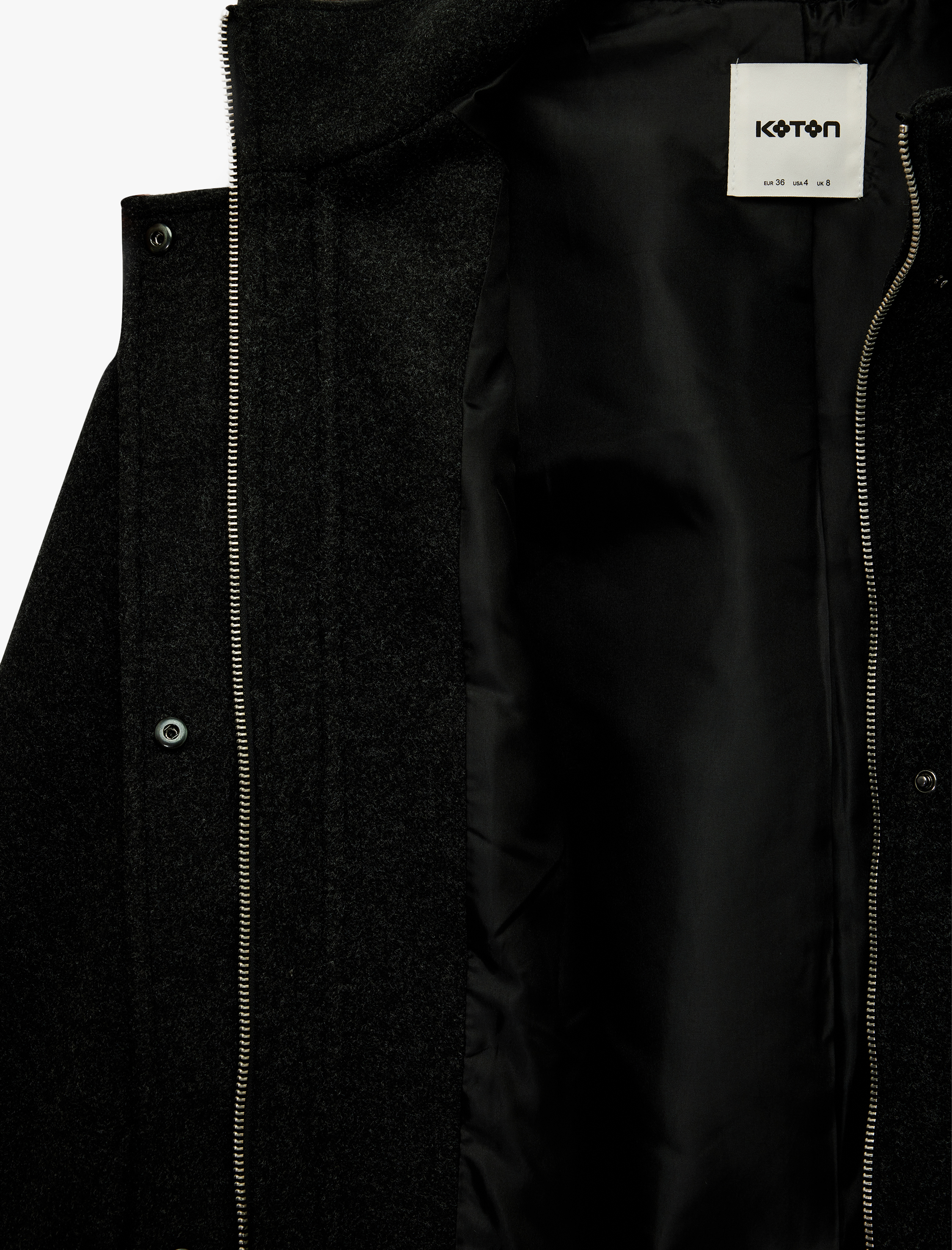   Uzun Kollu Cepli Dik Yaka Fermuarlı Crop Kaşe Bomber Mont