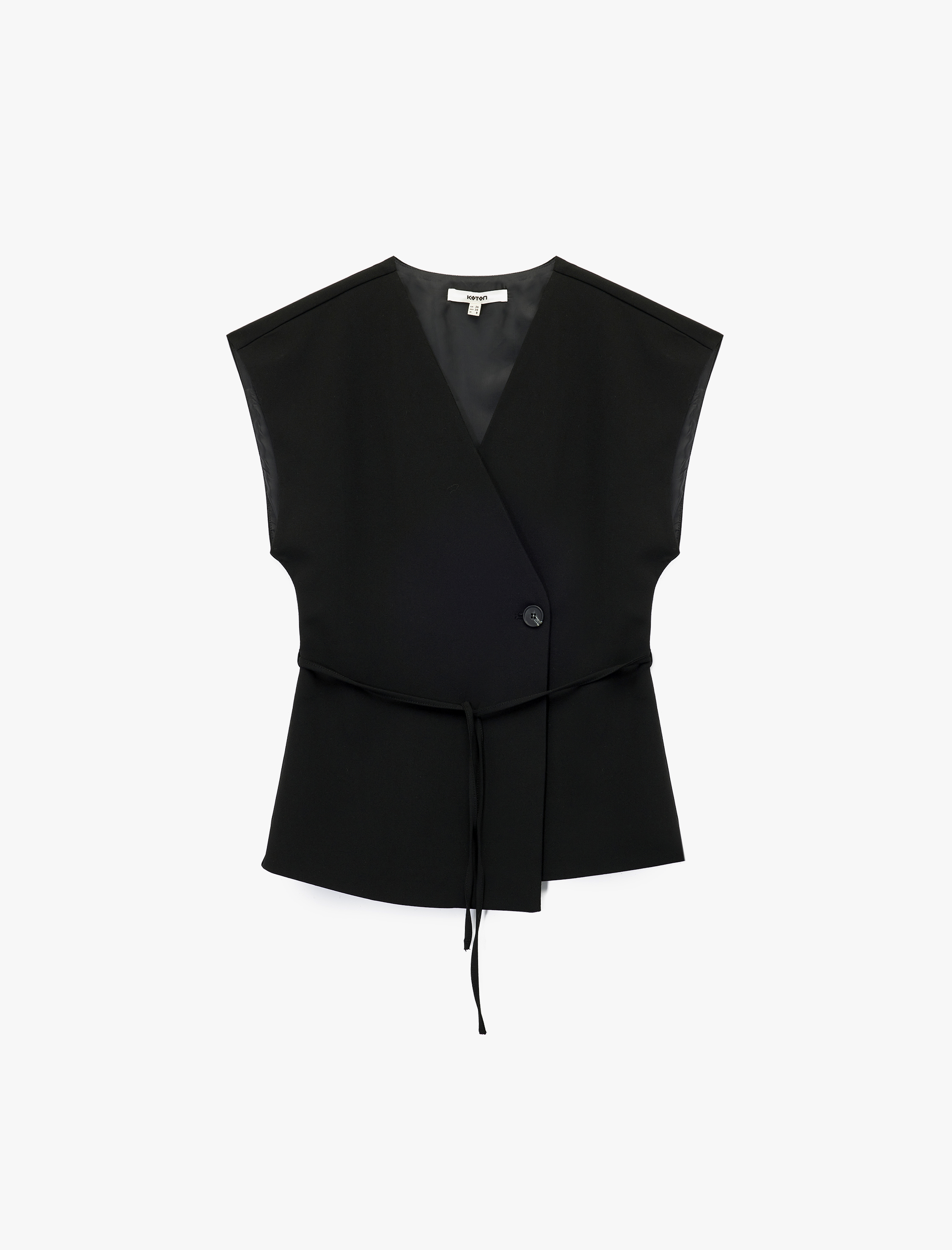 V Yaka Bağlama Detaylı Kruvaze Yelek