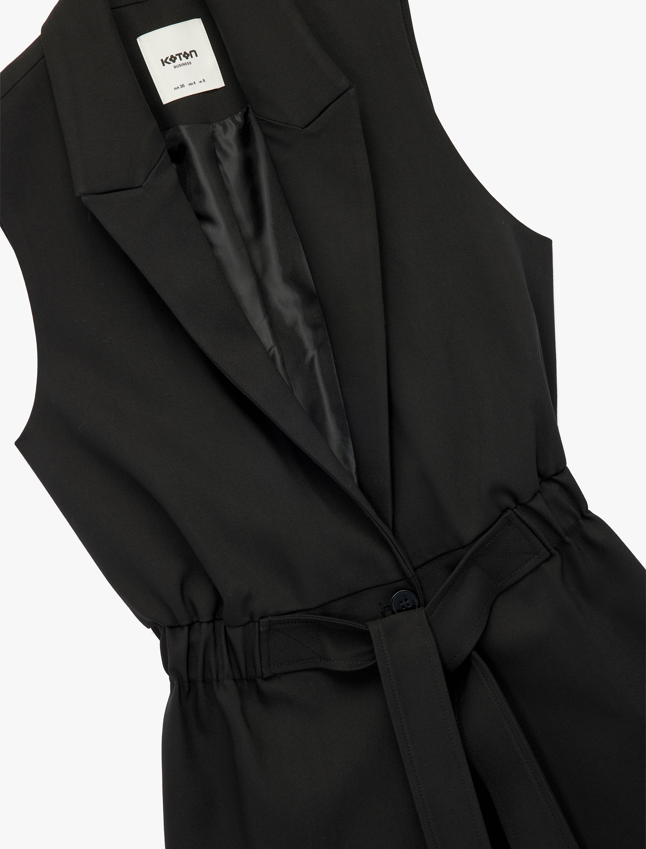   Kruvaze Yaka Kolsuz Kemerli Blazer Yelek