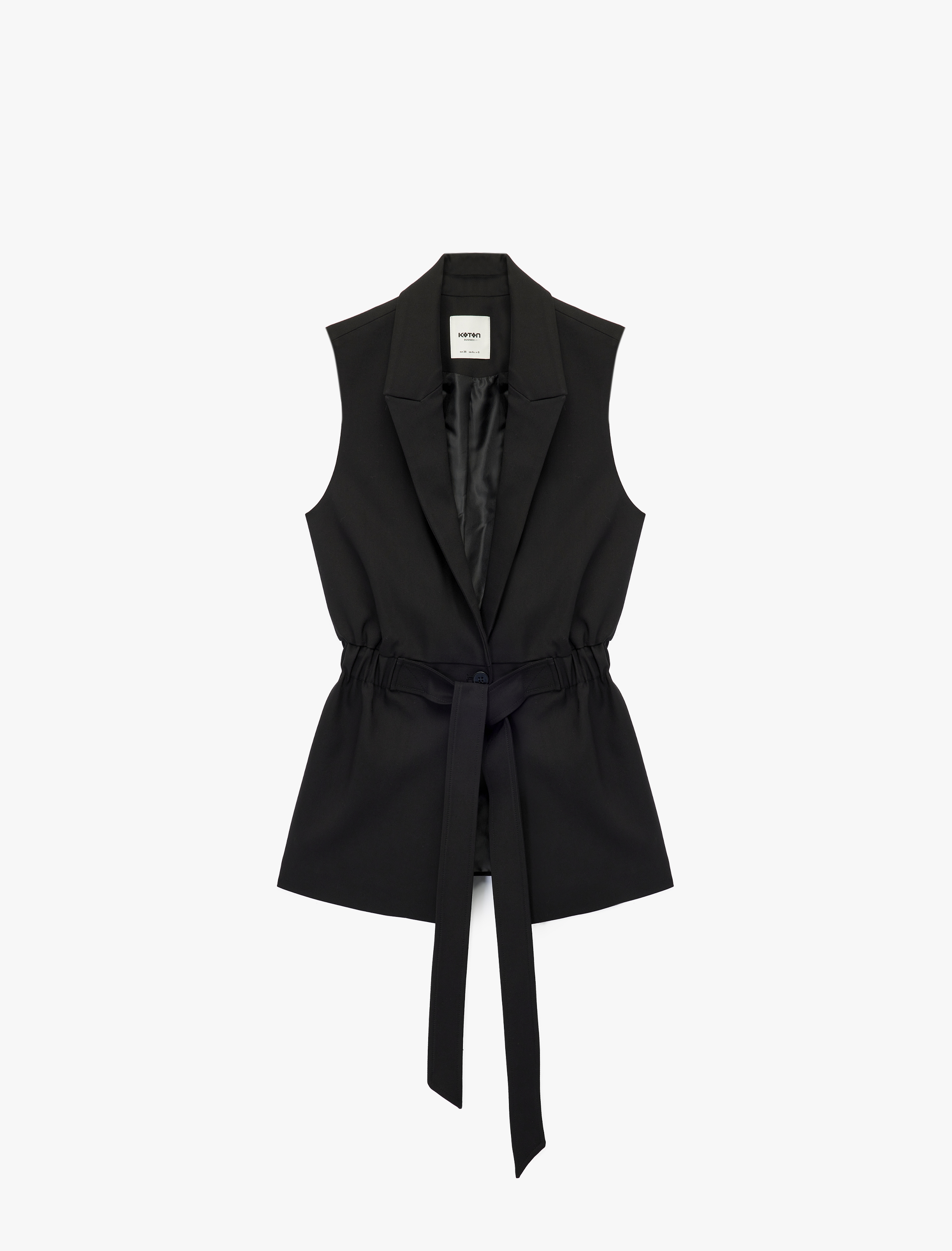   Kruvaze Yaka Kolsuz Kemerli Blazer Yelek