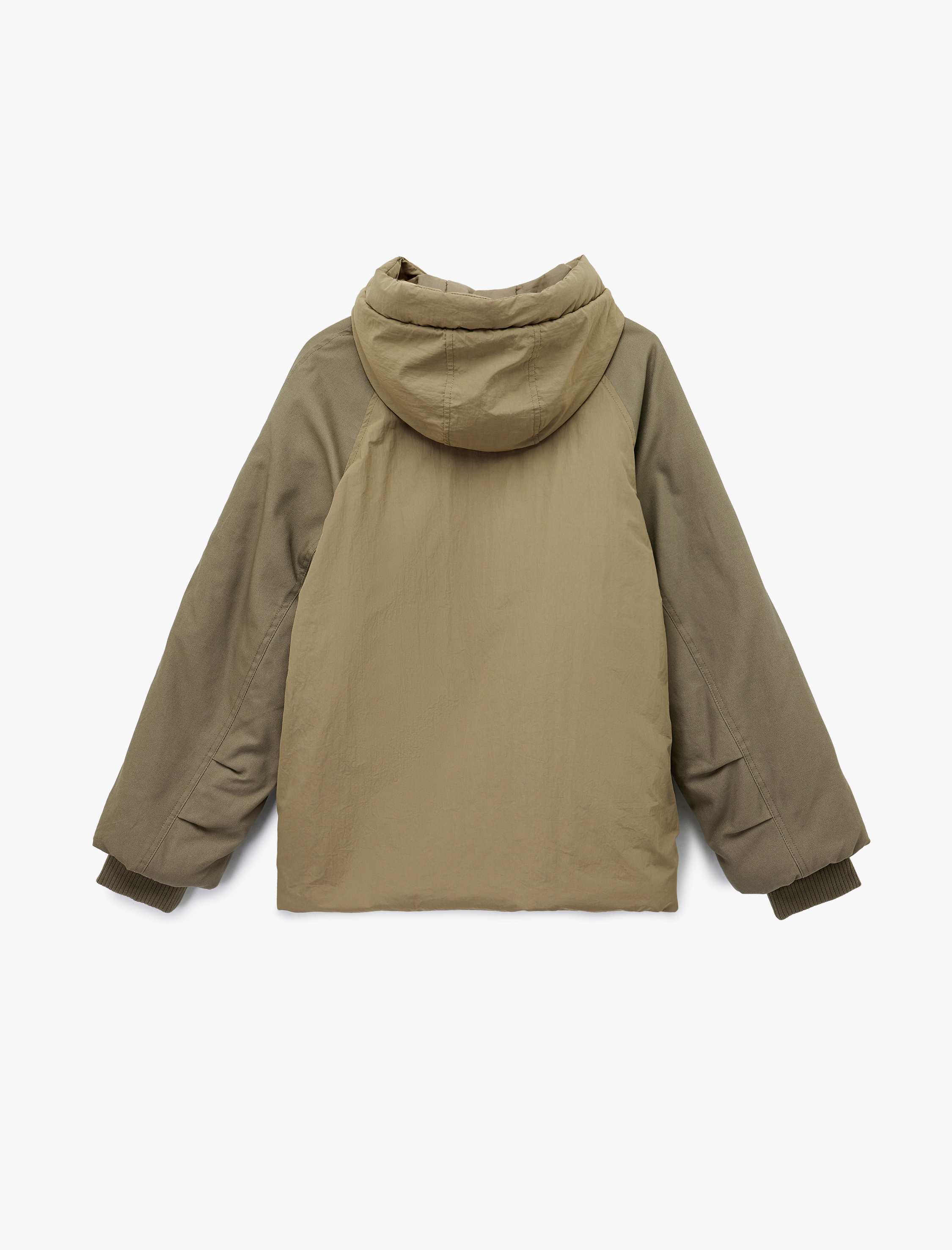   Uzun Kollu Cepli Kapüşonlu Bomber Mont