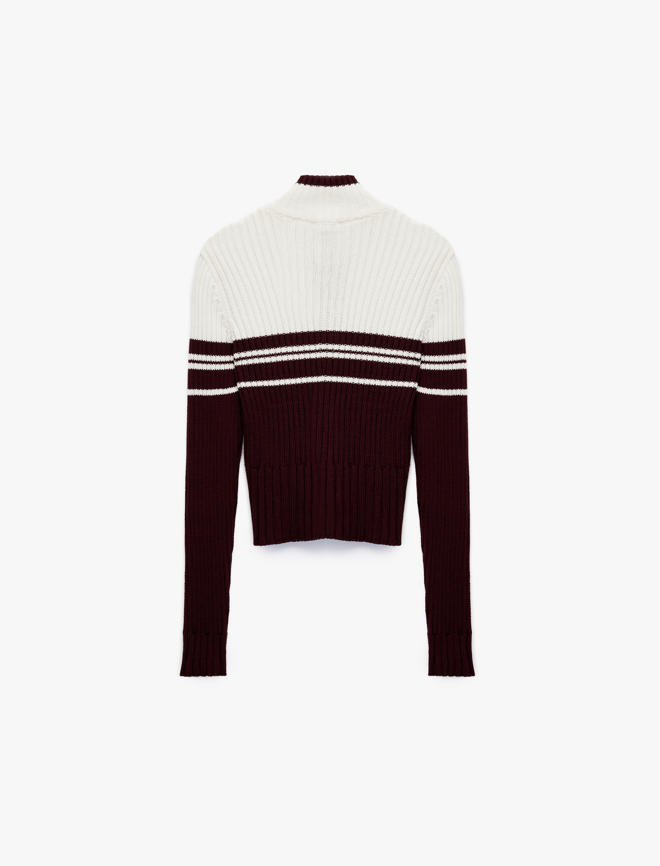   Dik Yaka Slim Fit Uzun Kollu Çizgili Fermuarlı Triko Hırka