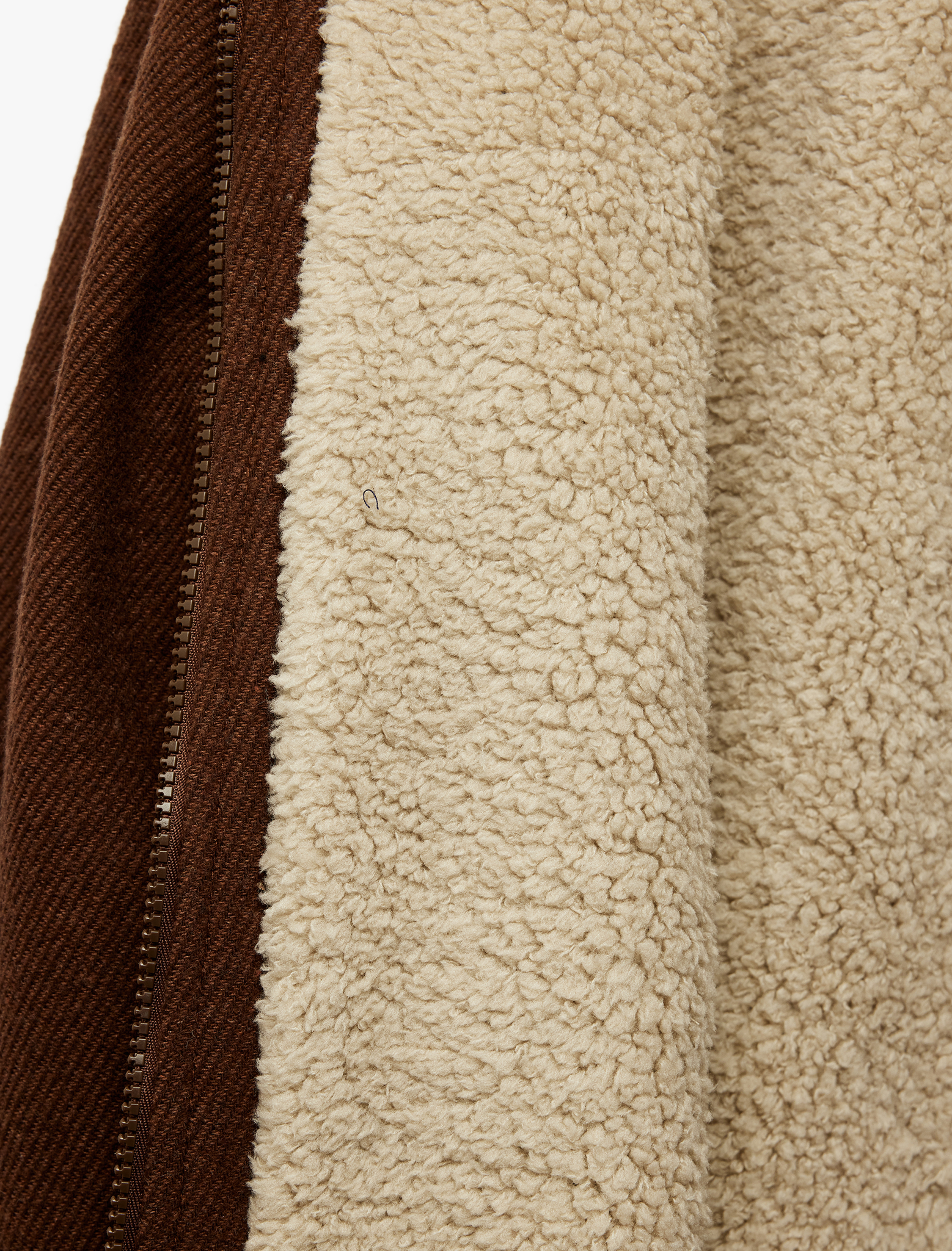 Uzun Kollu Cepli Fermuarlı İçi Peluş Astarlı Yakası Suni Kürklü Kışlık Kaşe Ceket