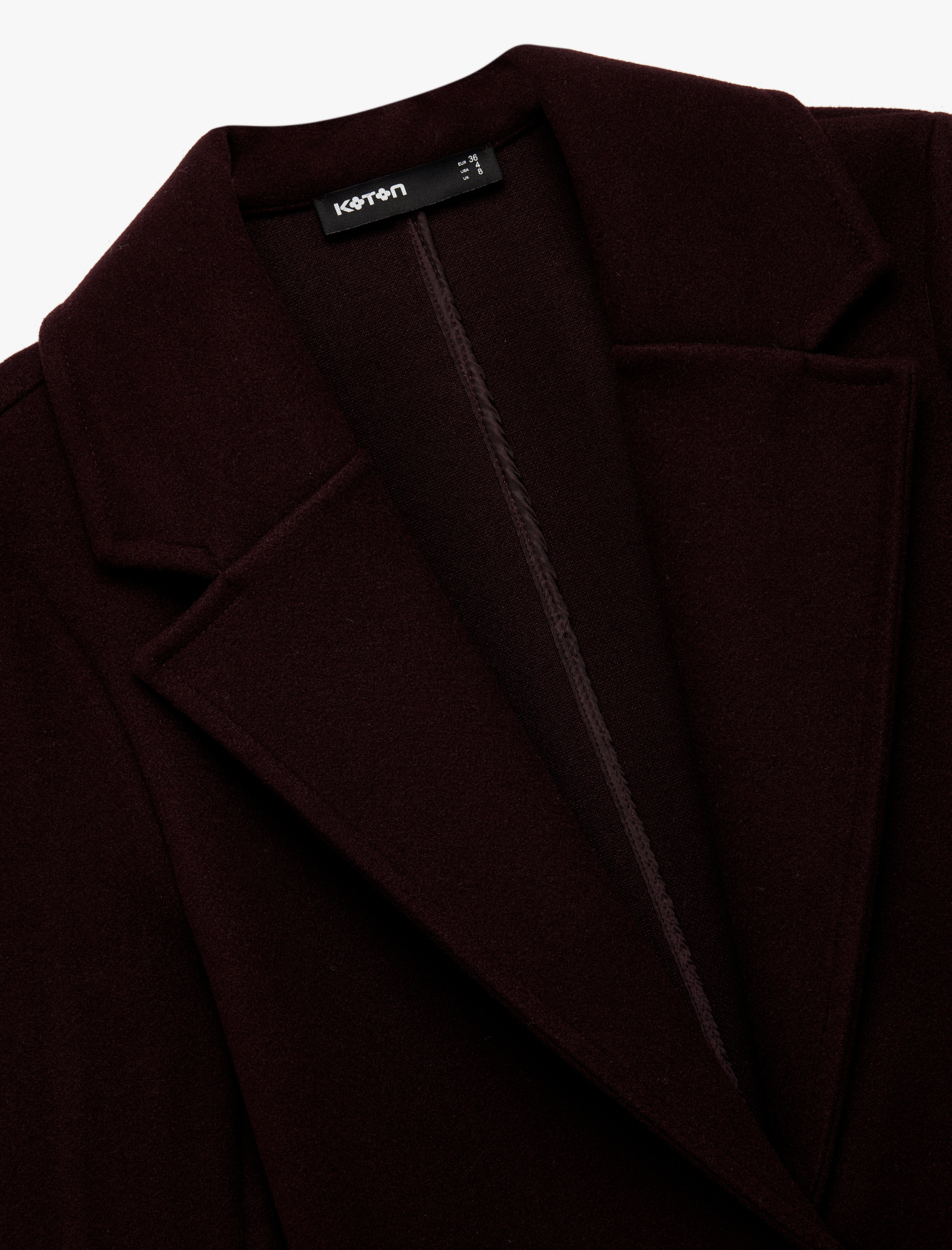   Uzun Kollu Düğmeli Cepli Kruvaze Uzun Kaşe Kaban