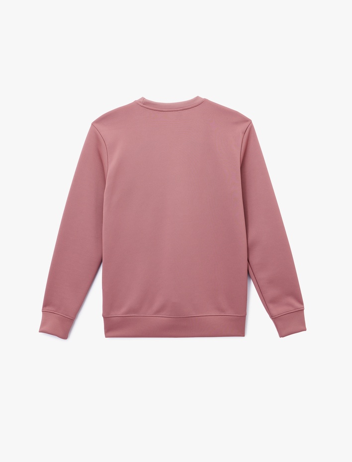  Uzun Kollu Basic Bisiklet Yaka Baskılı Sweatshirt