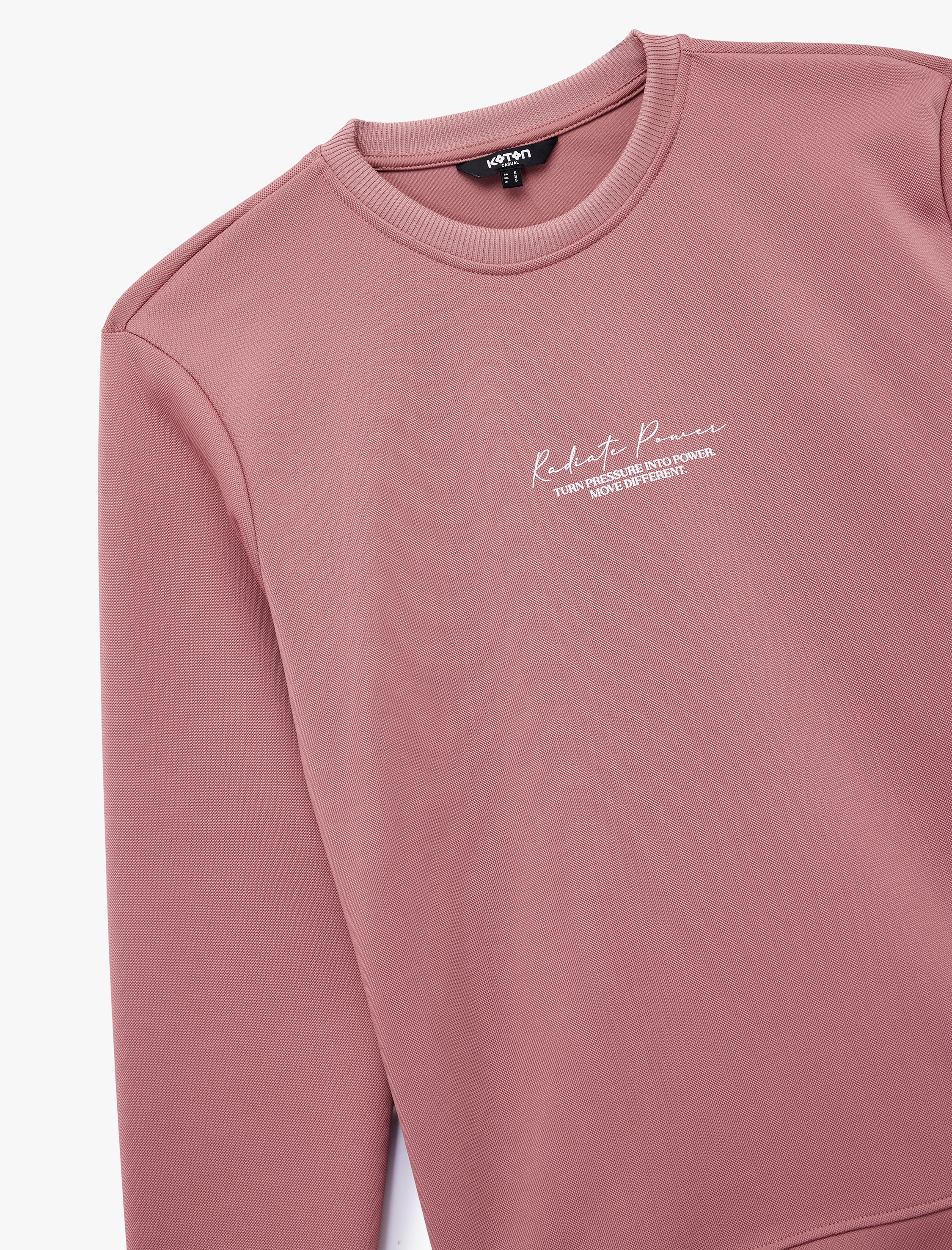   Uzun Kollu Basic Bisiklet Yaka Baskılı Sweatshirt