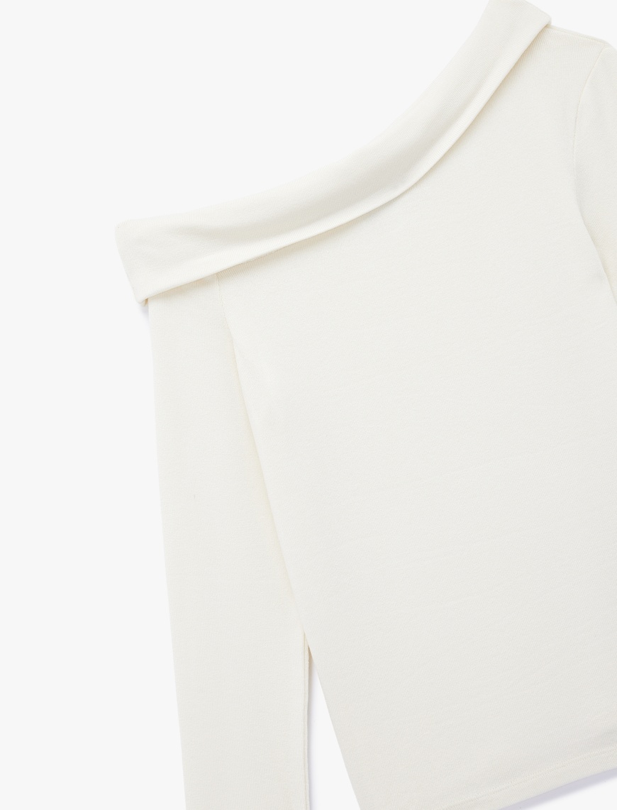   Slim Fit Uzun Kollu Omzu Açık Tişört