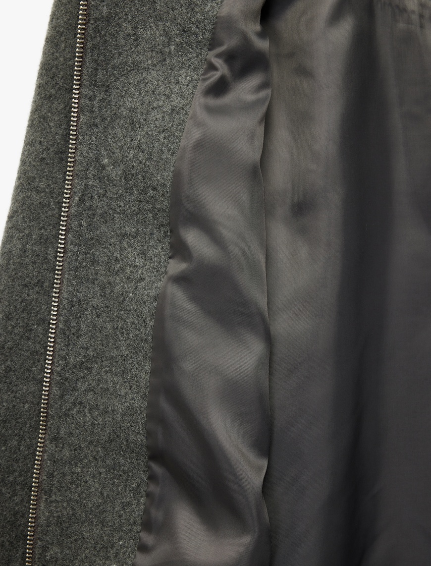   Slim Fit Uzun Kollu Klasik Yaka Fermuarlı Gömlek Ceket