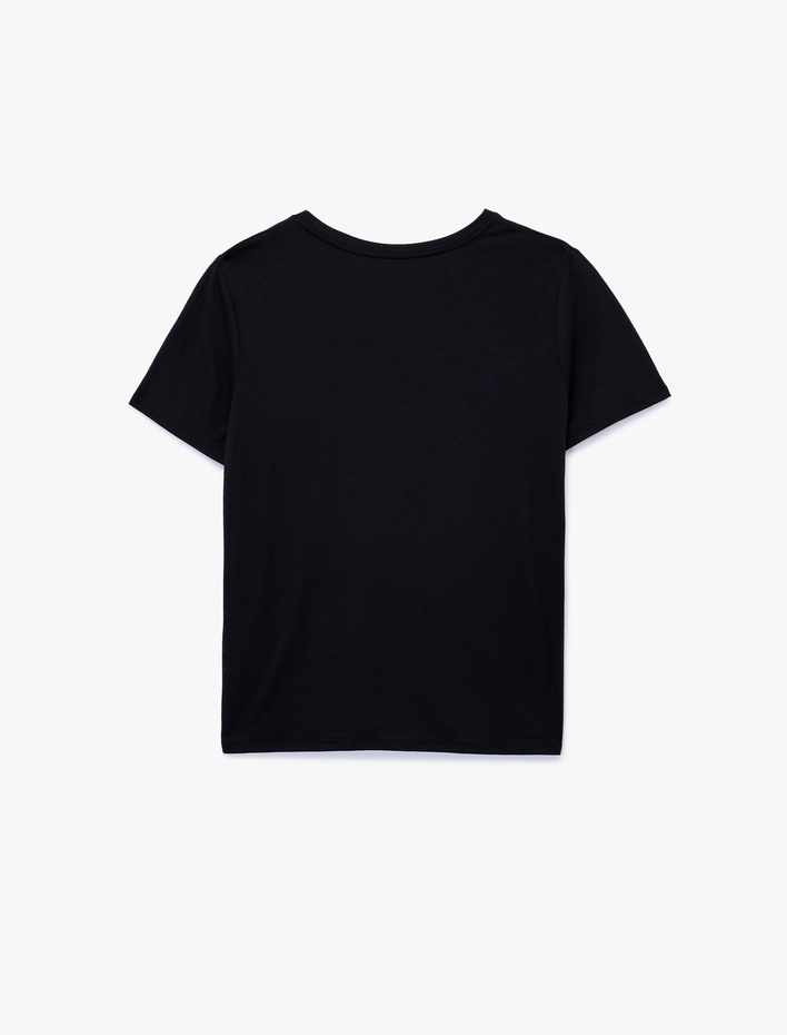  Kısa Kollu Bisiklet Yaka Modal Karışımlı Spor Tişört