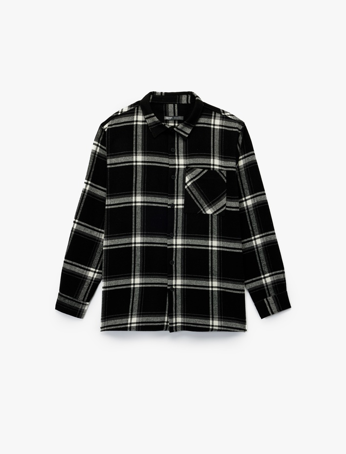  Regular Fit Uzun Kollu Cepli Klasik Yaka Oduncu Gömlek