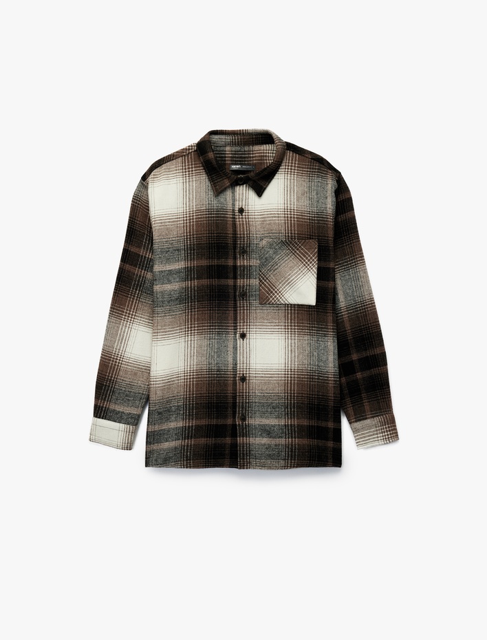  Regular Fit Cep Detaylı Uzun Kollu Klasik Yaka Oduncu Gömleği