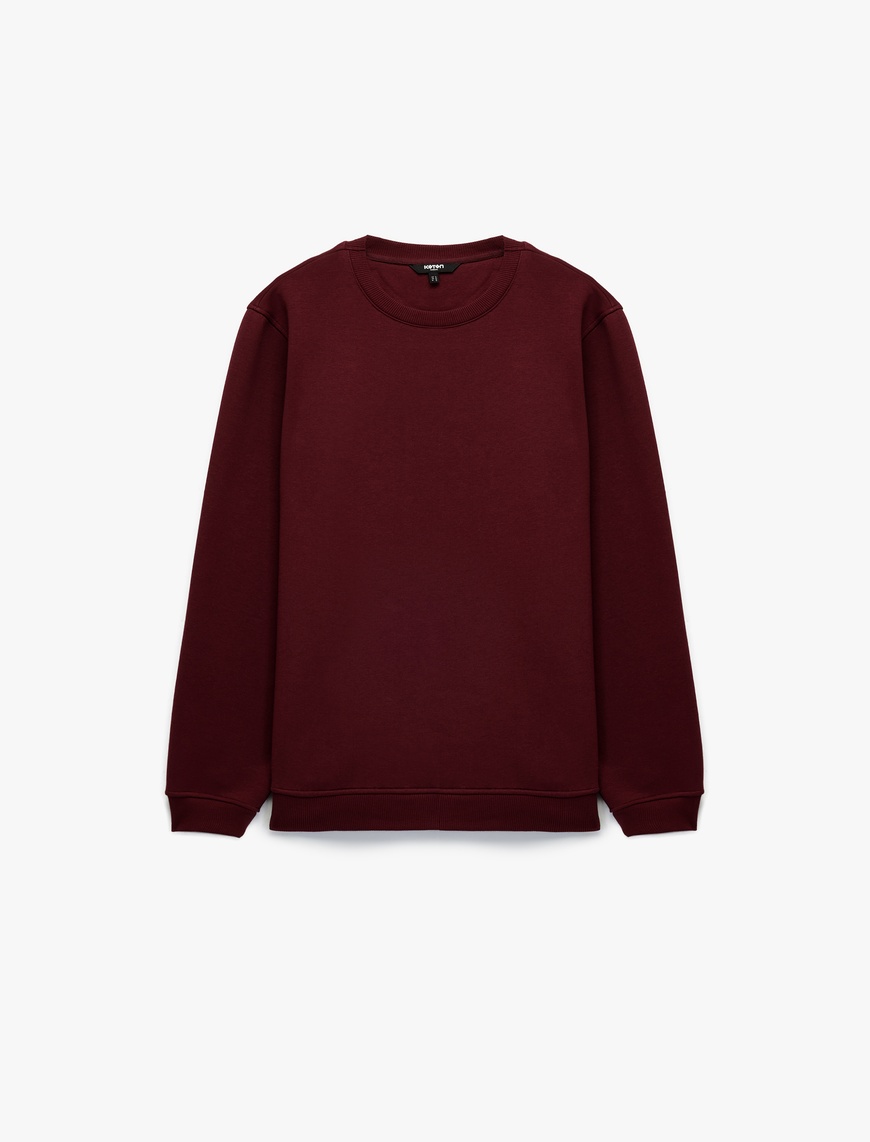   Pamuklu Uzun Kollu Şardonlu Bisiklet Yaka Erkek Basic Sweatshirt