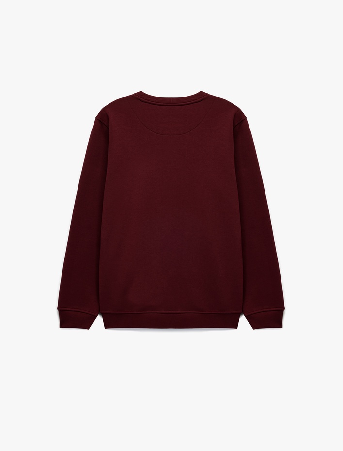  Pamuklu Uzun Kollu Şardonlu Bisiklet Yaka Erkek Basic Sweatshirt