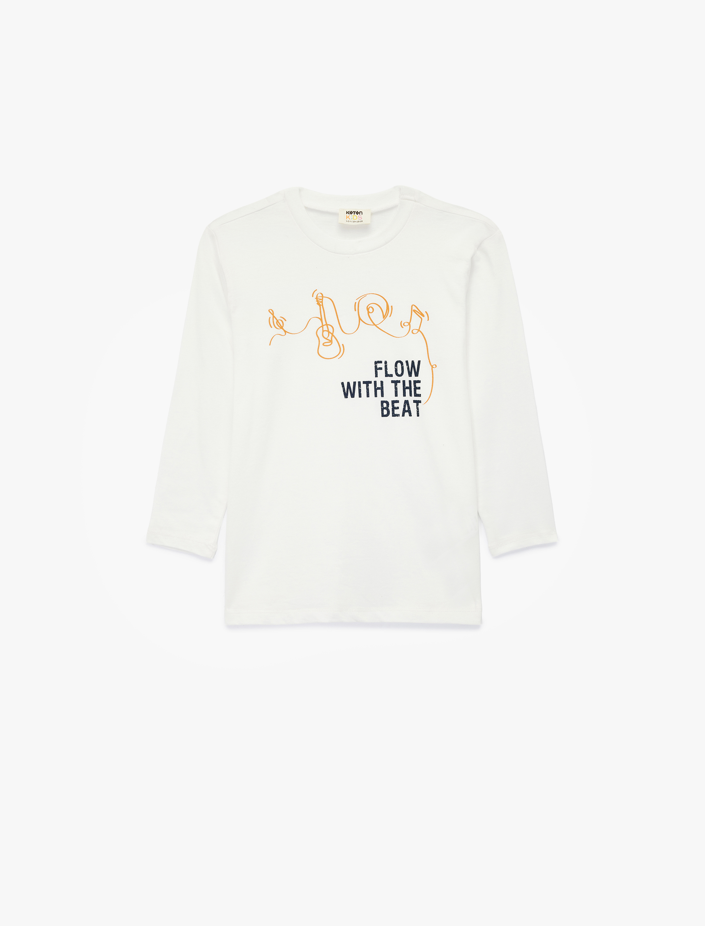  Erkek Çocuk Pamuklu Bisiklet Yaka Baskılı Uzun Kollu Tişört