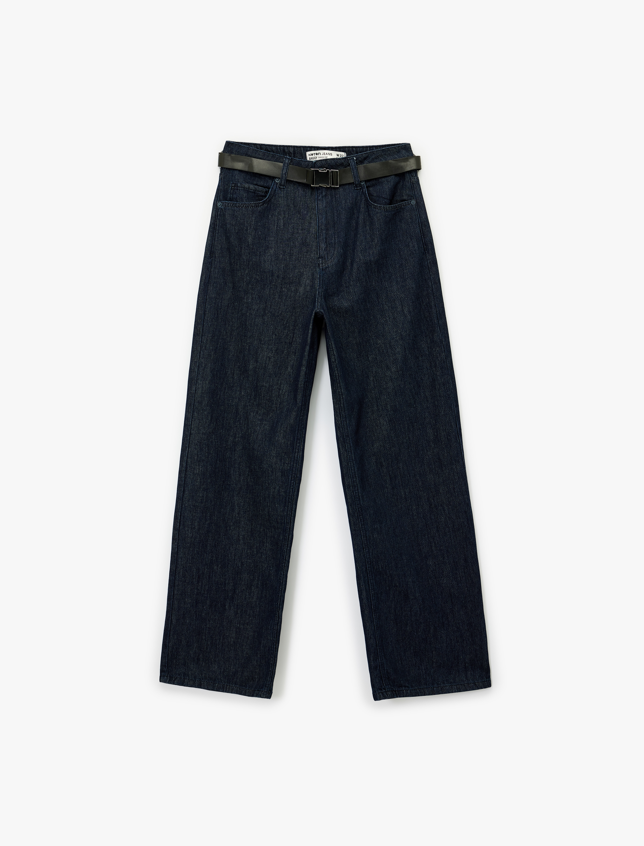   Pamuklu Normal Bel Kemer Detaylı Rahat Kalıp Baggy Jean Pantolon - Baggy Jeans