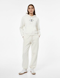 Snoopy Lisanslı Kapüşonlu Uzun Kollu Arkası Baskılı Oversize Sweatshirt
