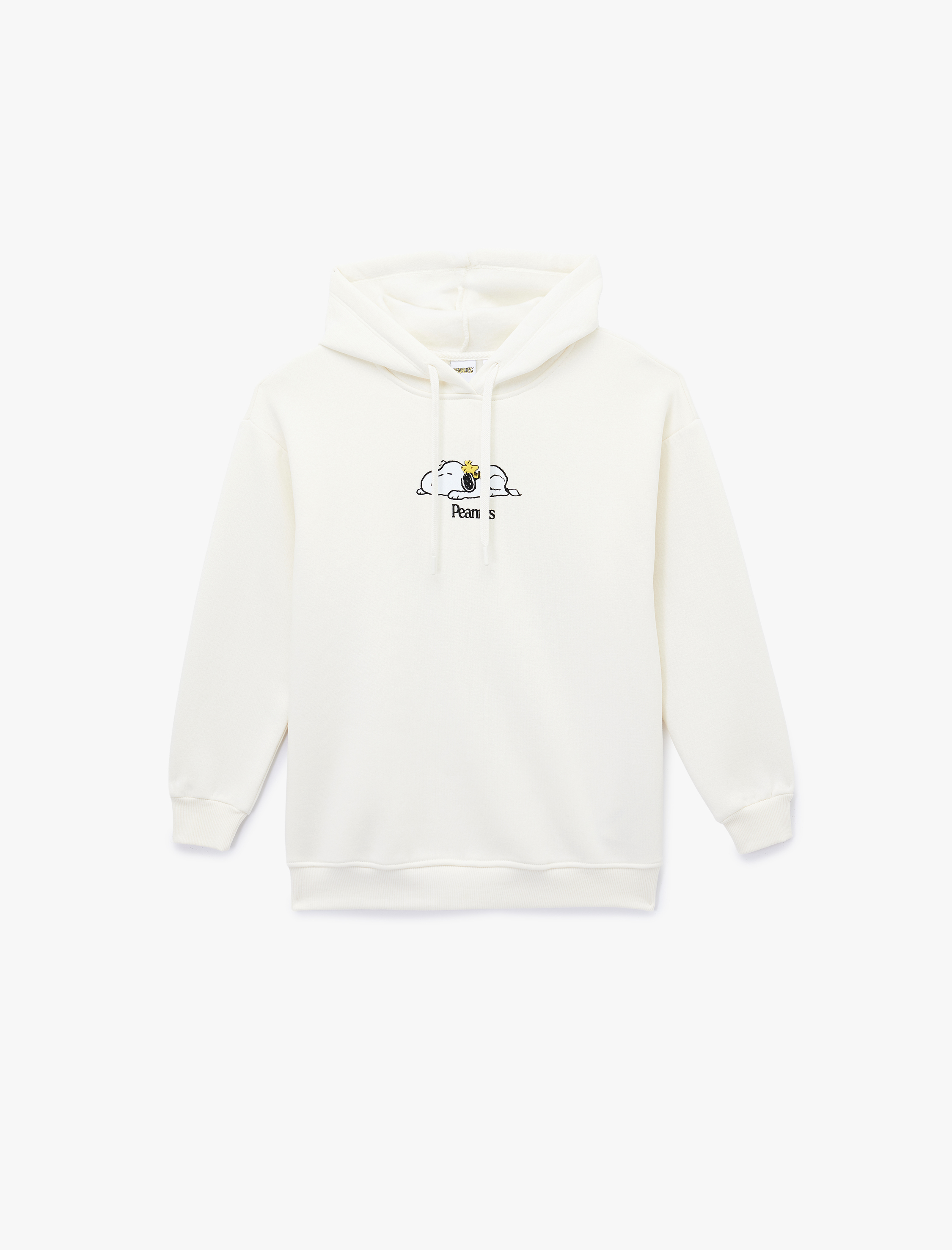   Snoopy Lisanslı Kapüşonlu Uzun Kollu Arkası Baskılı Oversize Sweatshirt