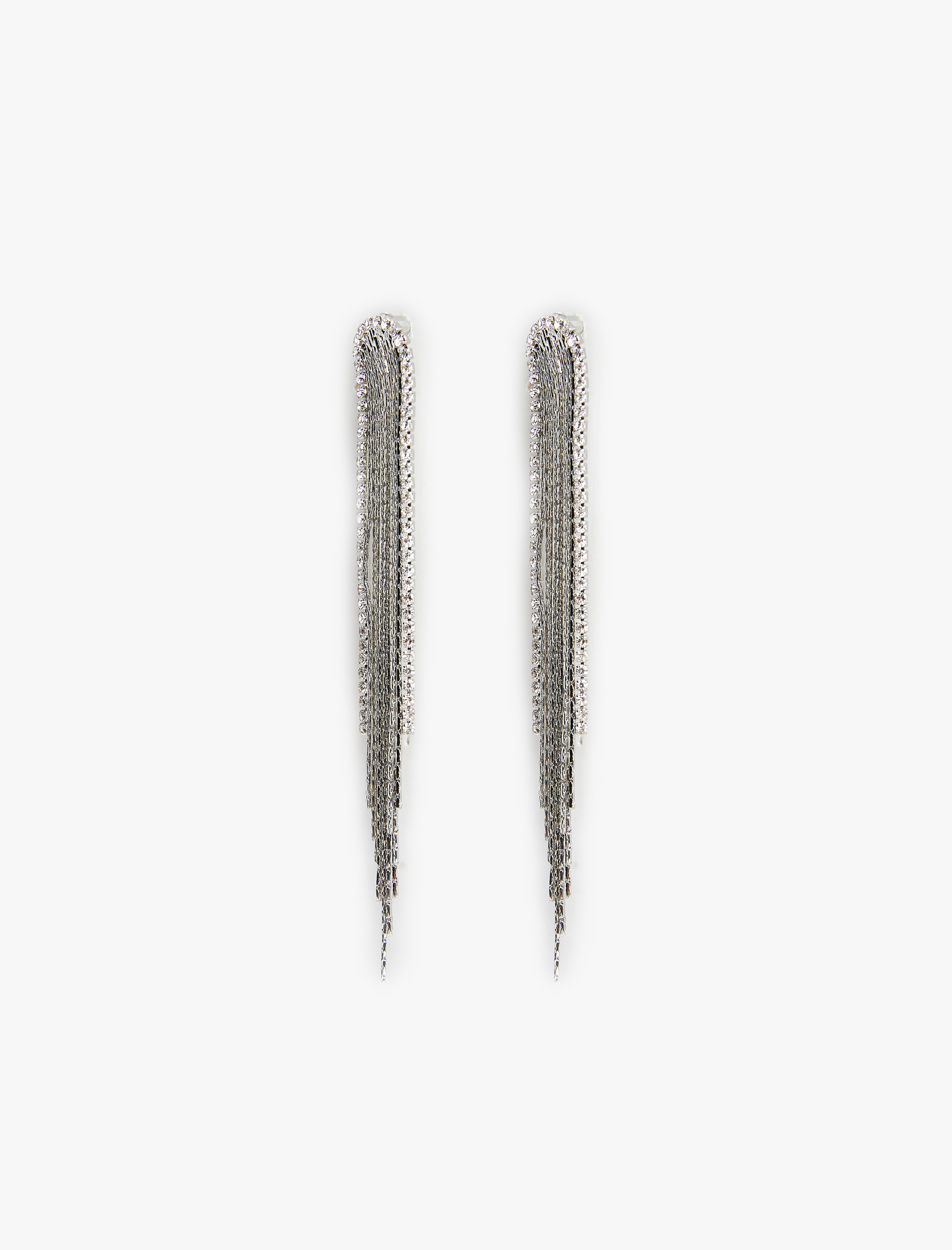  Kadın Büyük Boy Sallantılı Taşlı Zincir Küpe